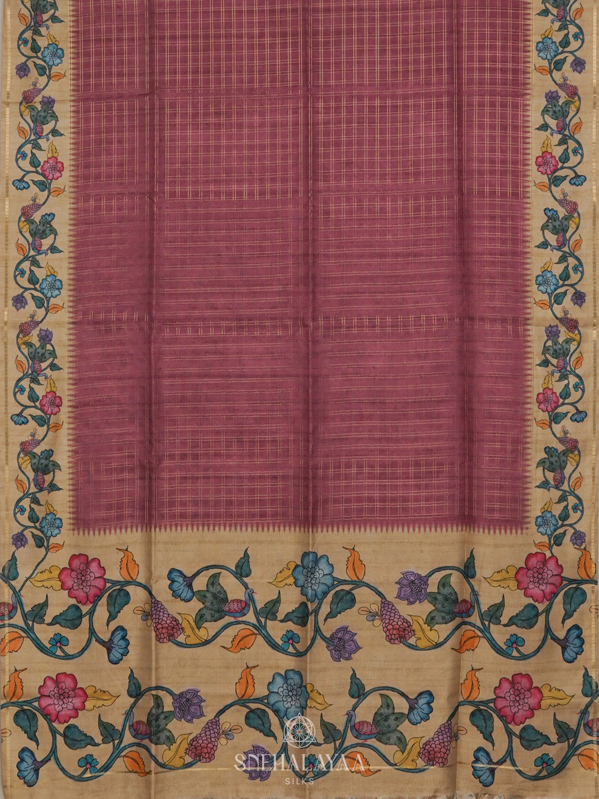 Magenta Tussar Saree