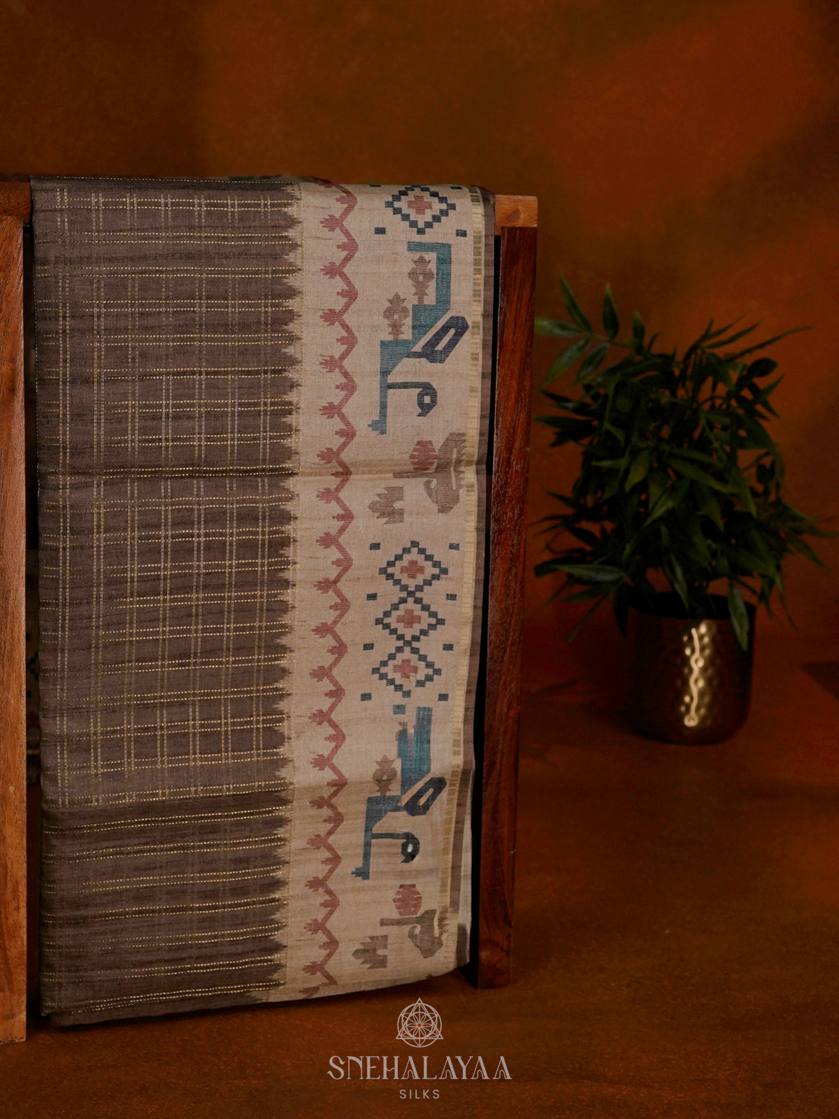 Brown Tussar Saree