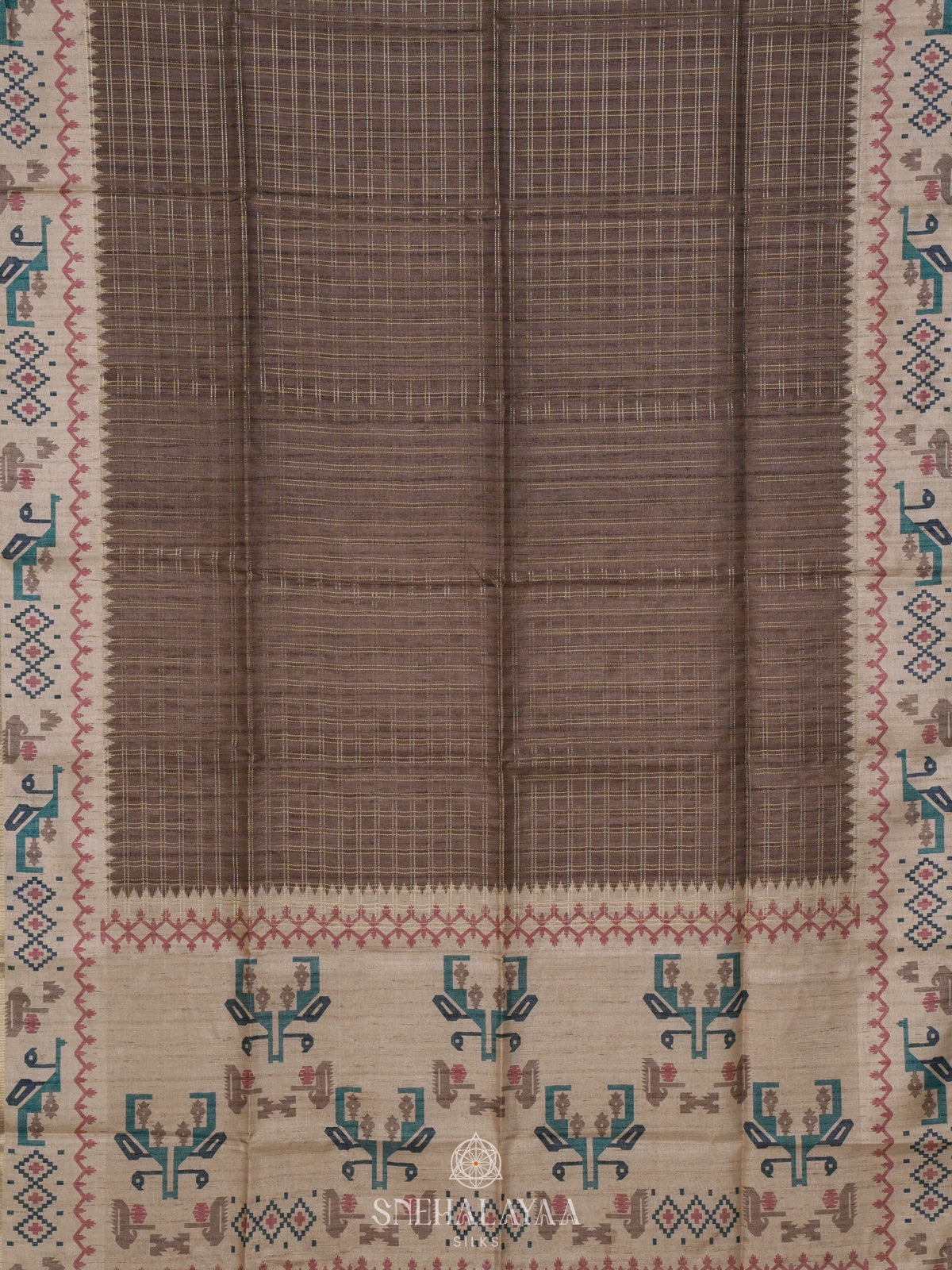 Brown Tussar Saree