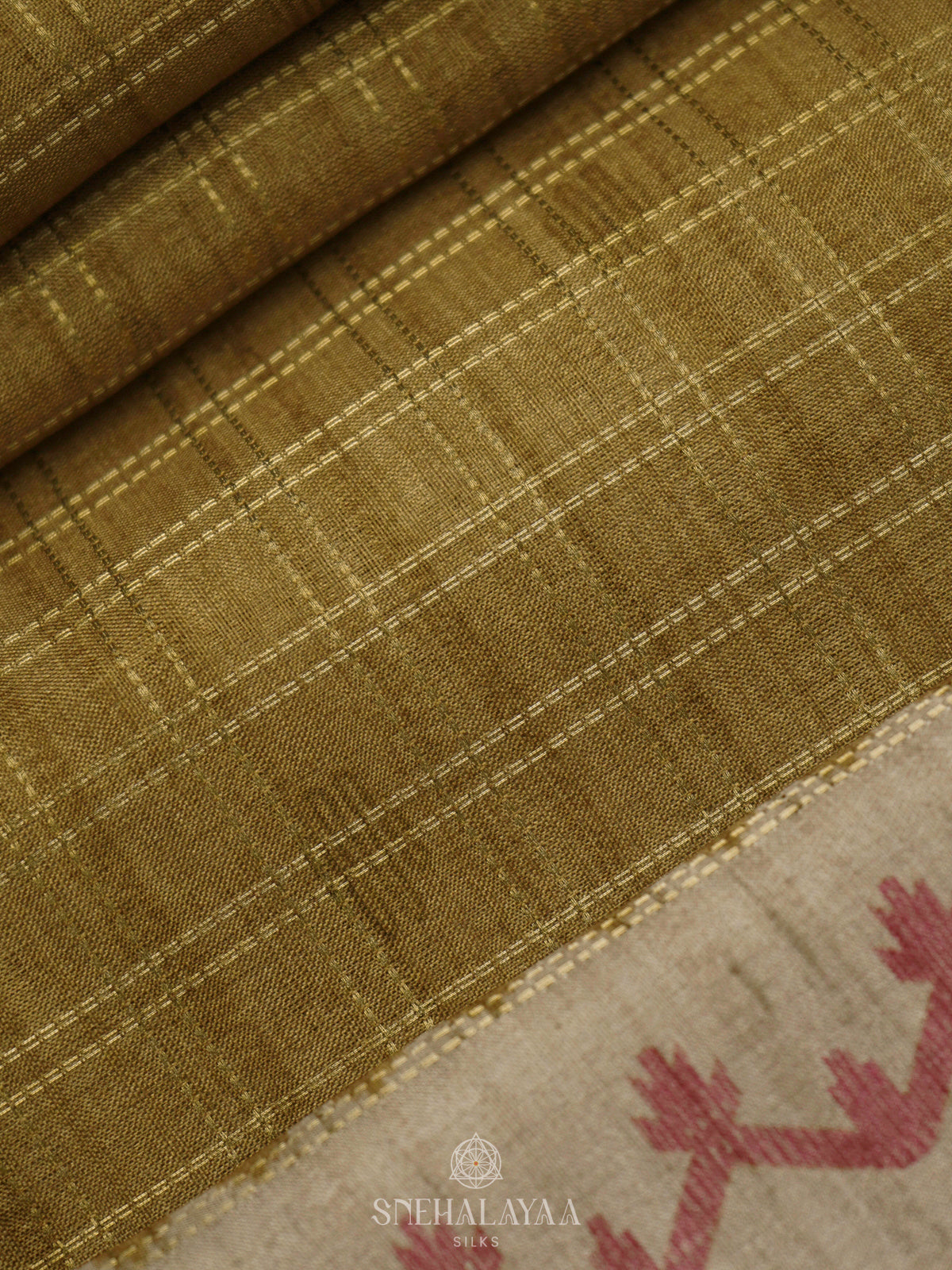 Olive Green Tussar Saree