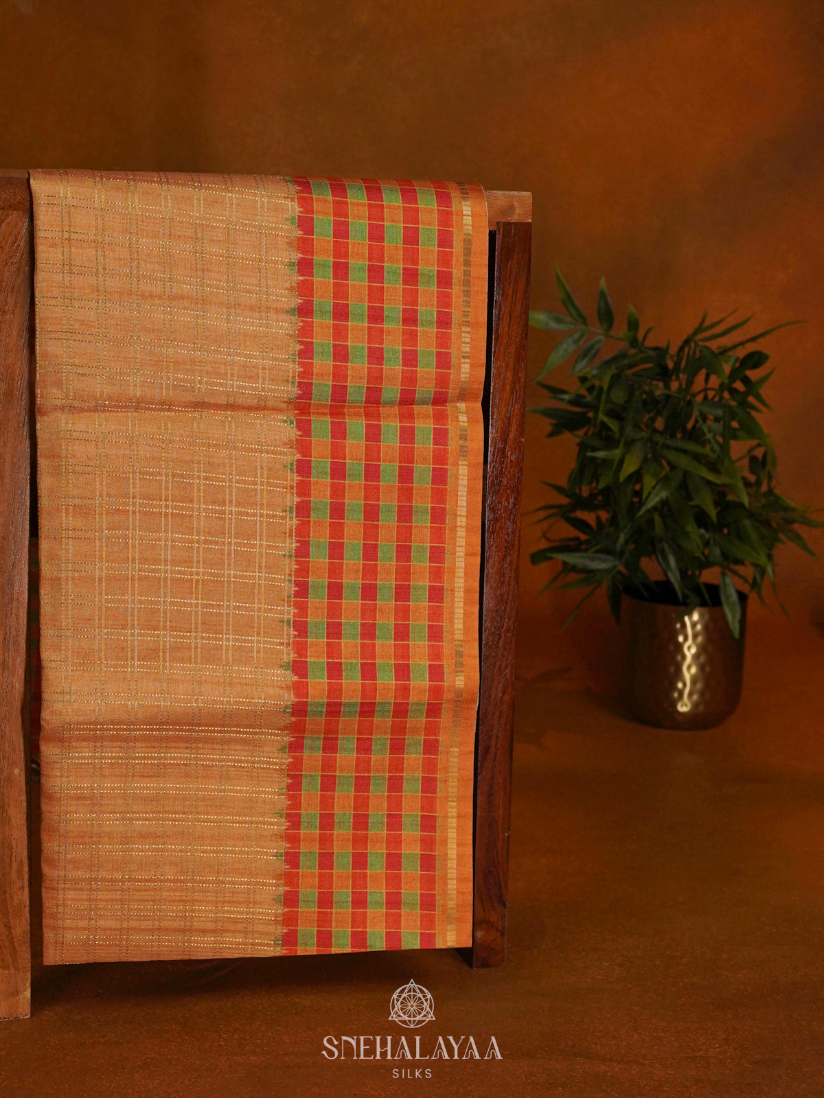 Peach Tussar Saree