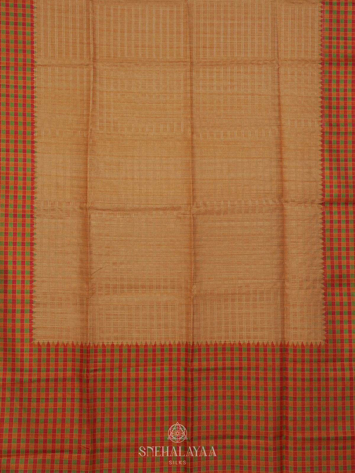 Peach Tussar Saree