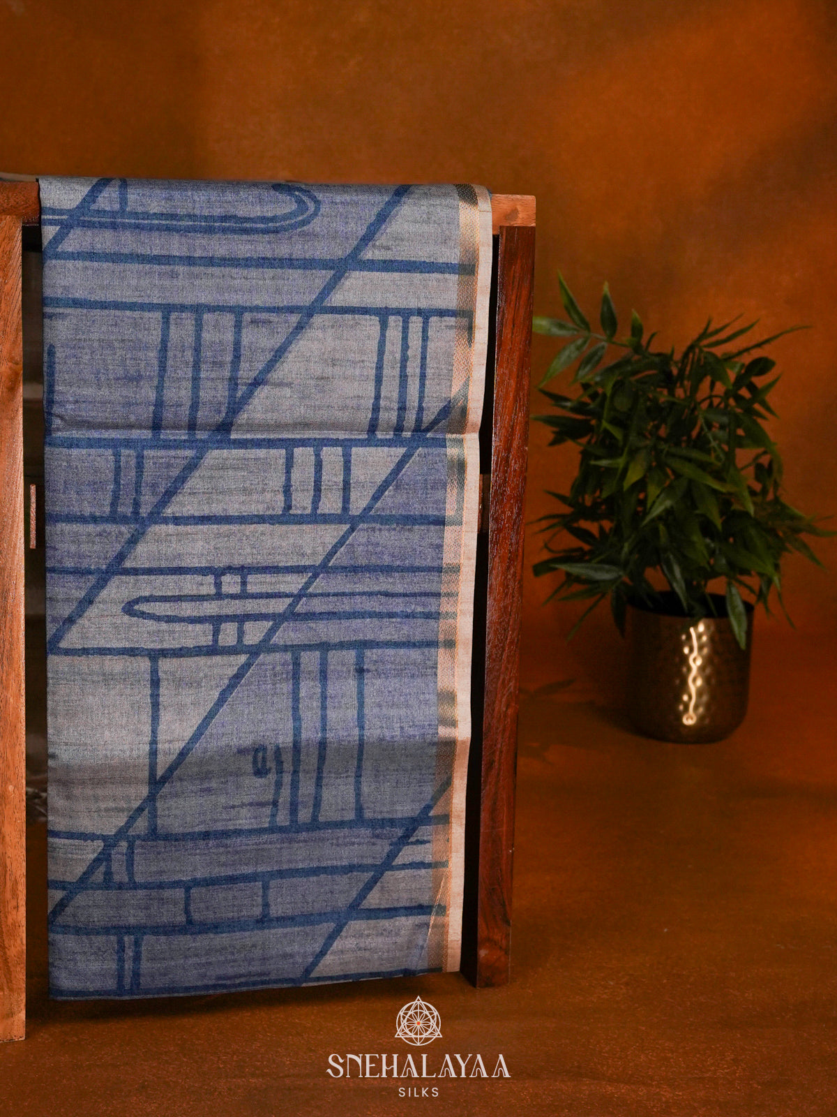 Blue Tussar Saree