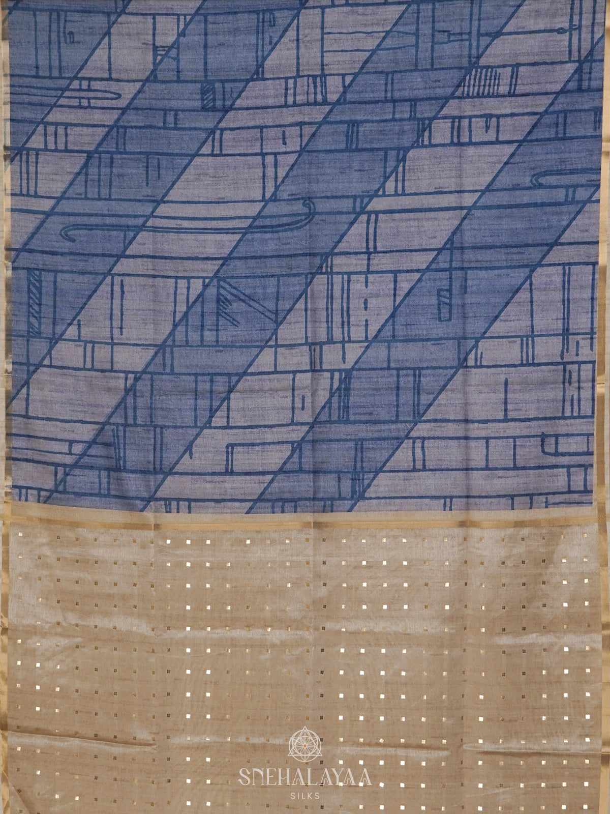 Blue Tussar Saree
