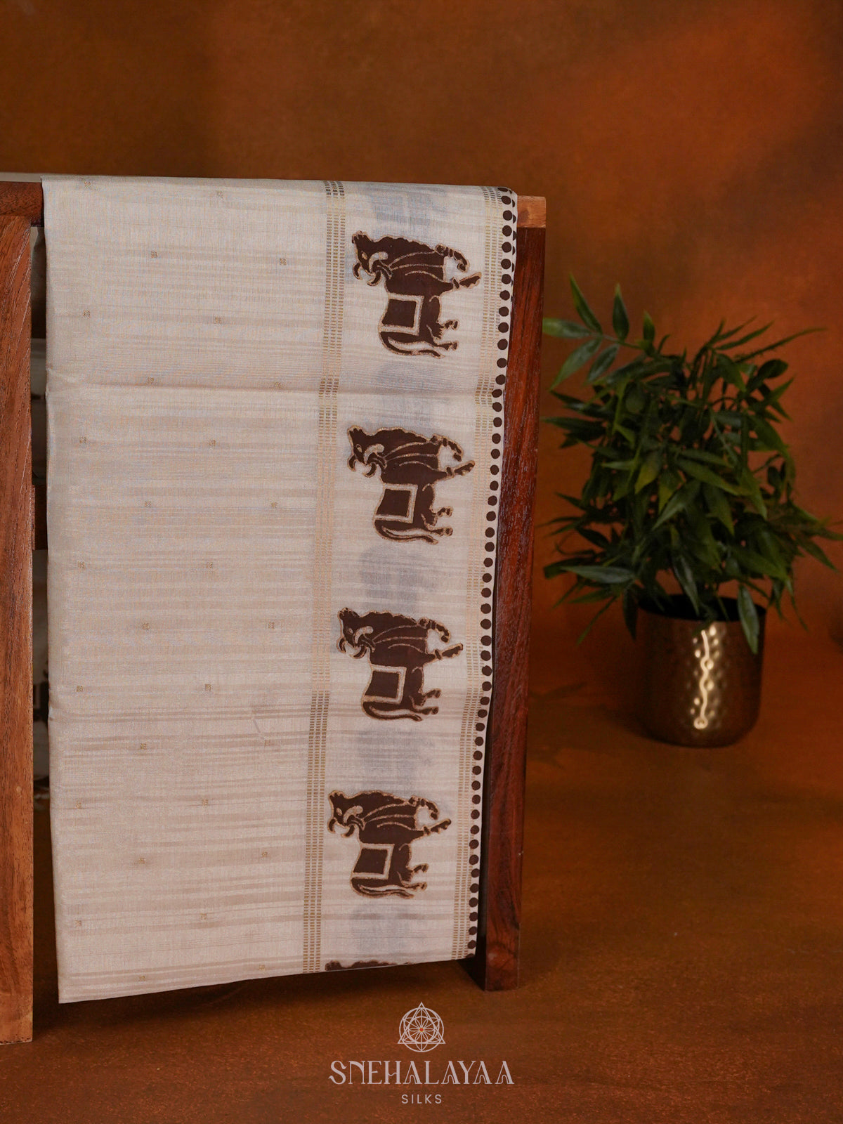 Beige Tussar Saree