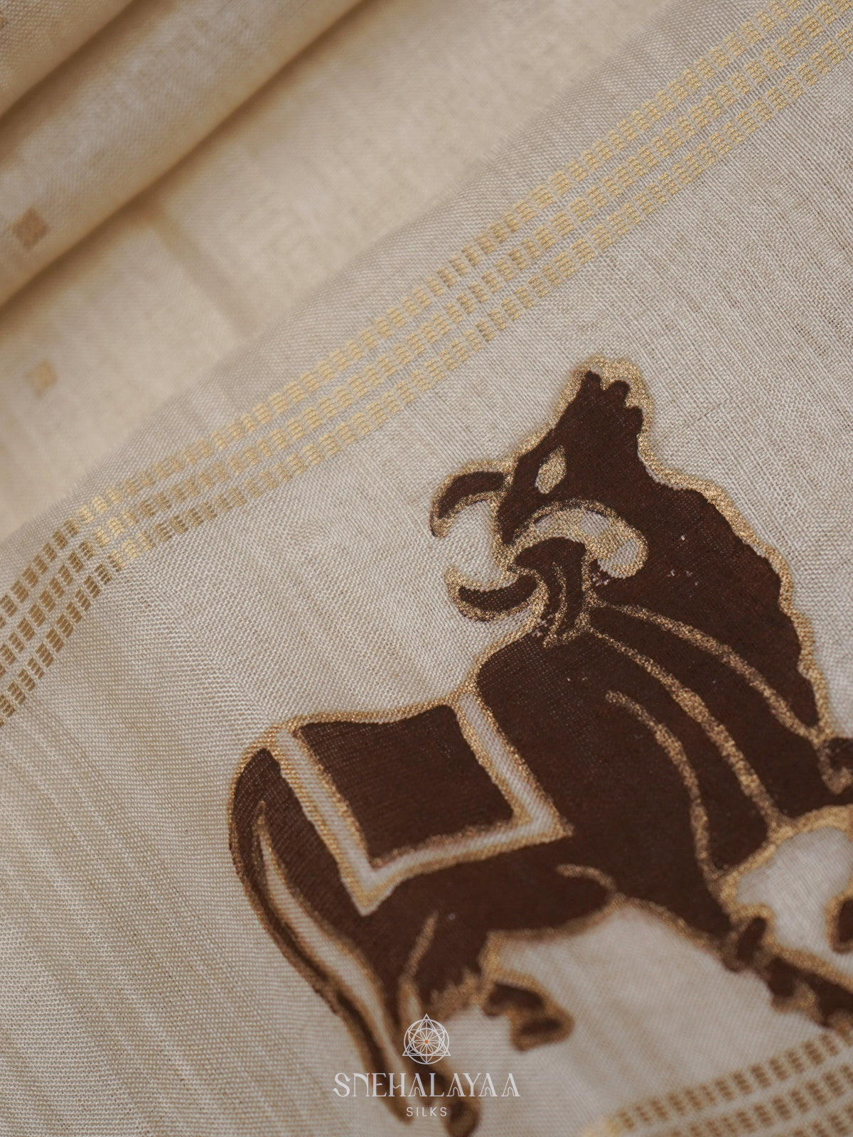 Beige Tussar Saree