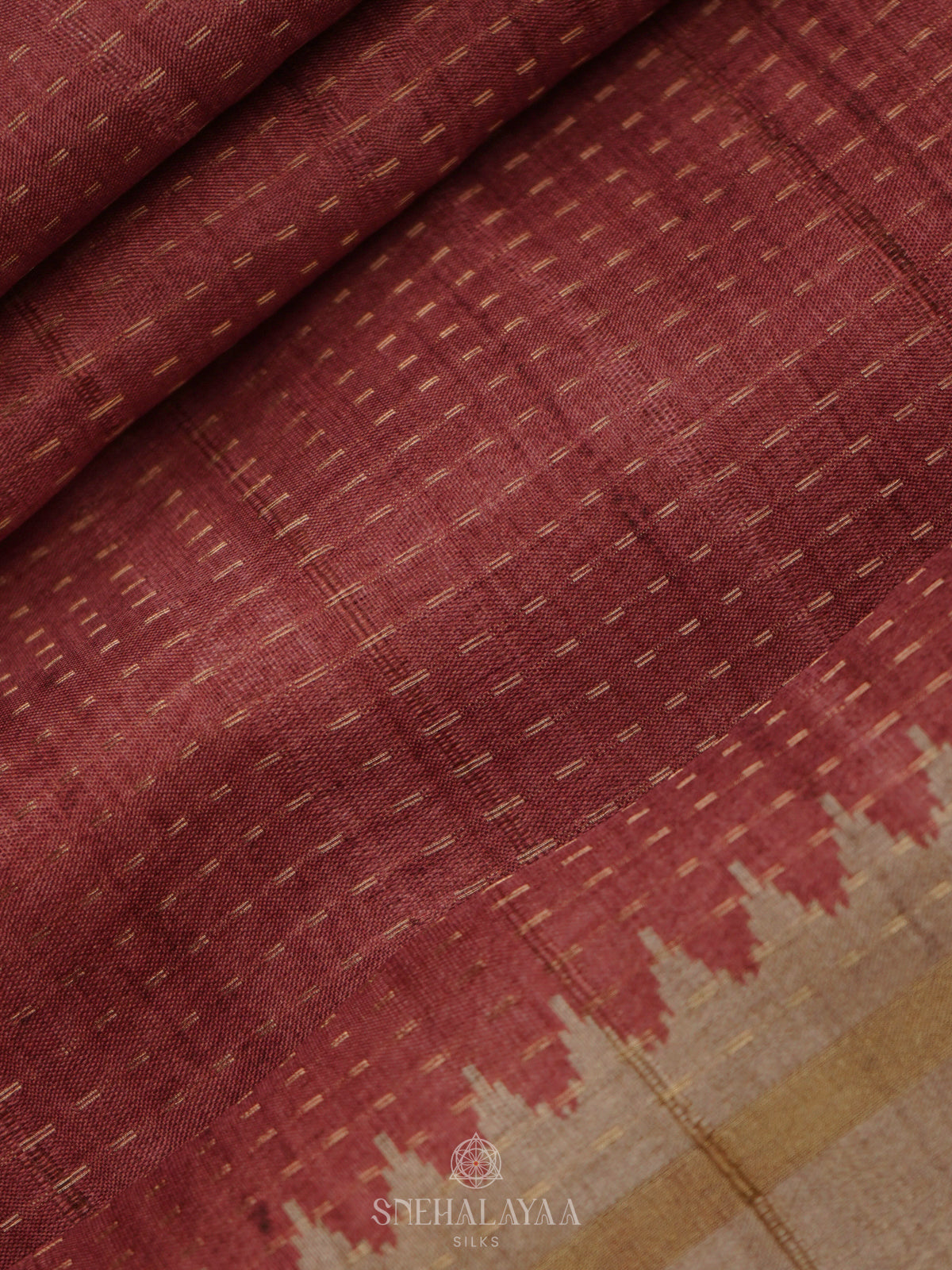 Maroon Tussar Saree