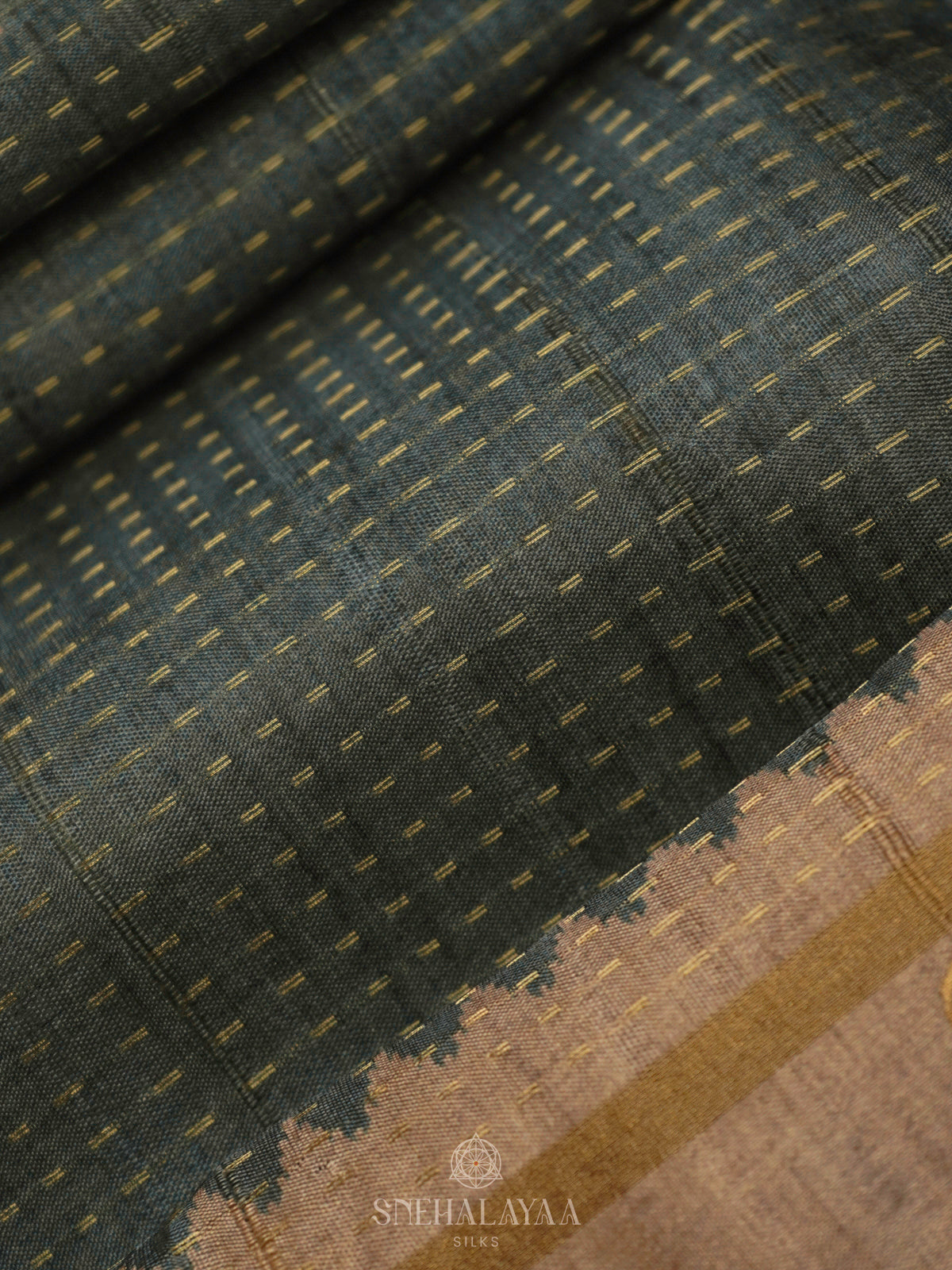 Grey Brown Tussar Saree