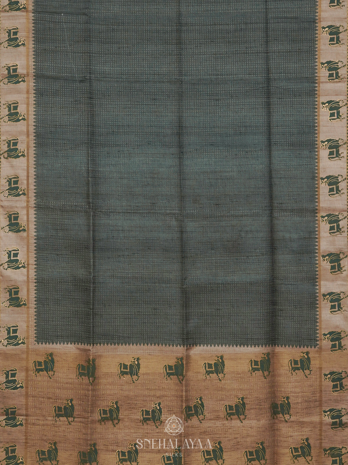 Grey Brown Tussar Saree