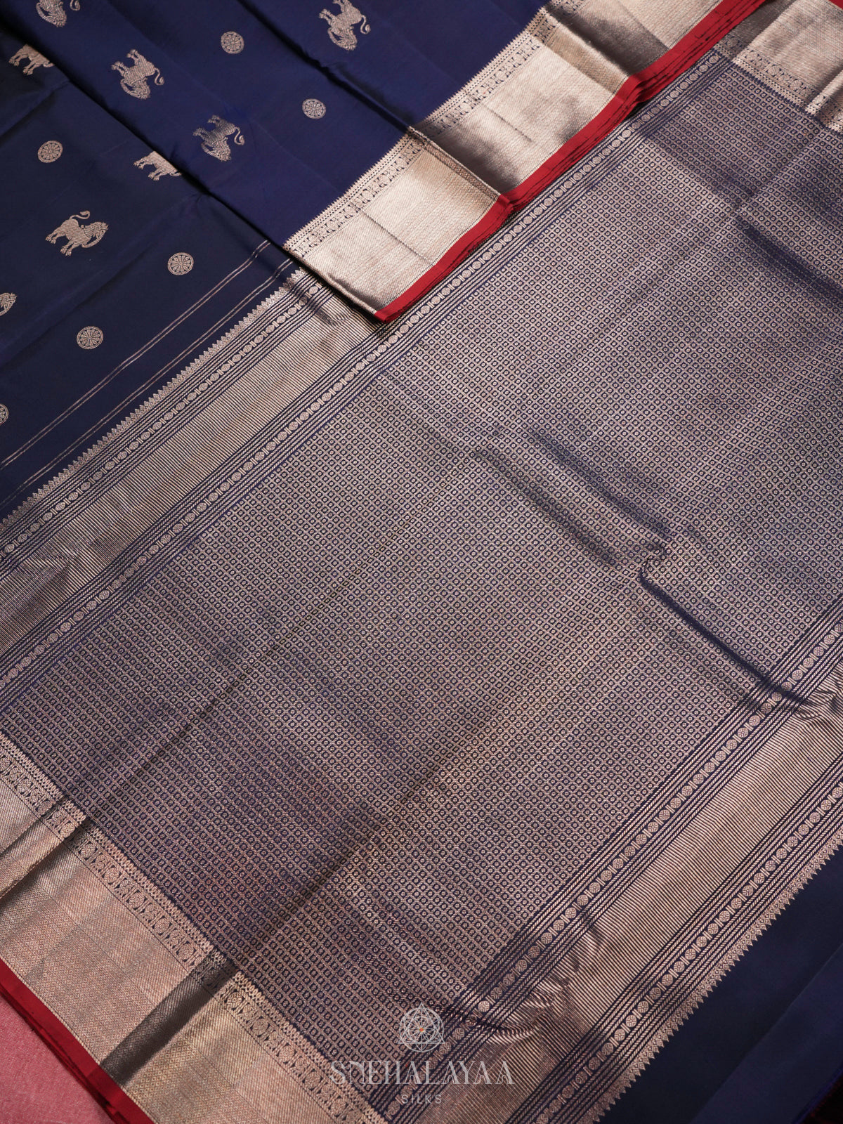 Navy Blue Kanjivaram Silk Saree