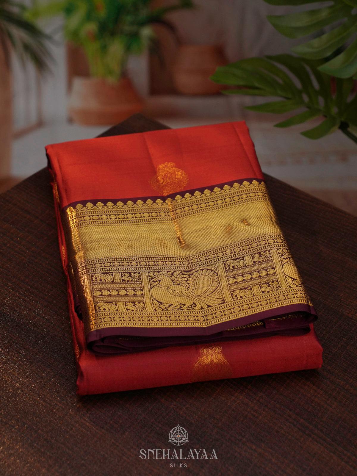 Orange Kanjivaram Silk Saree