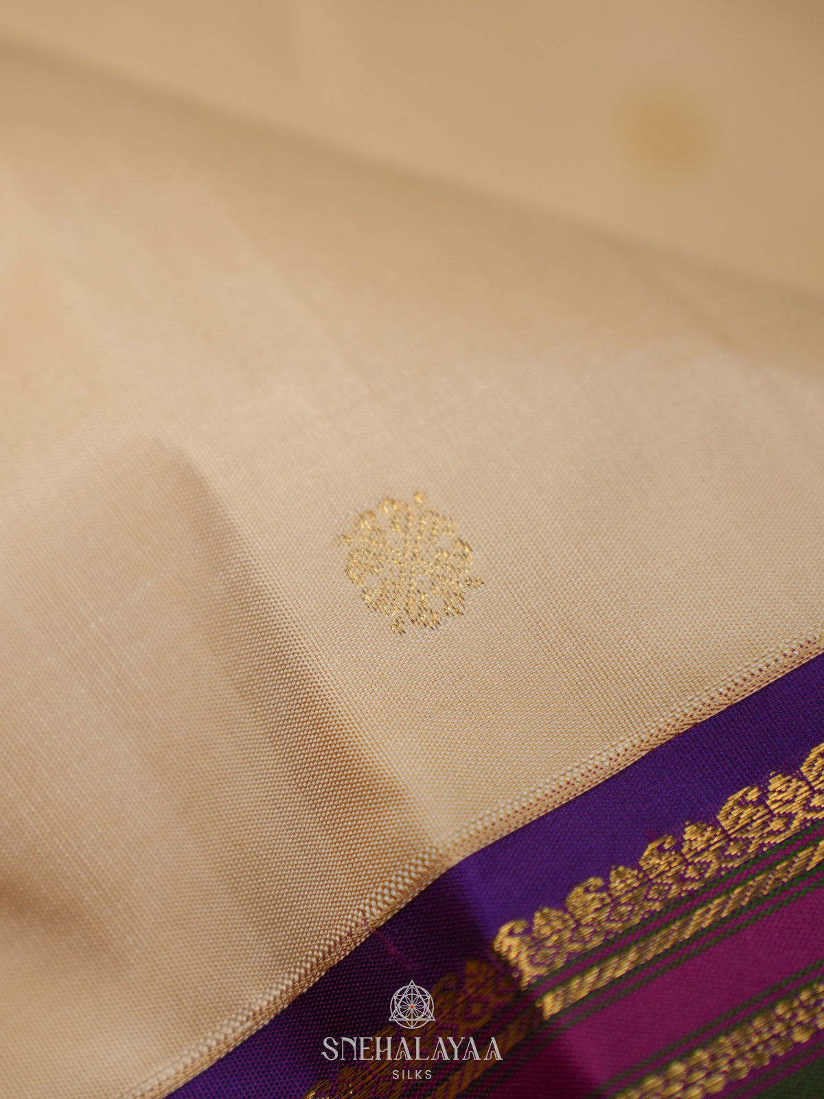 Cream Kanjivaram Silk Saree