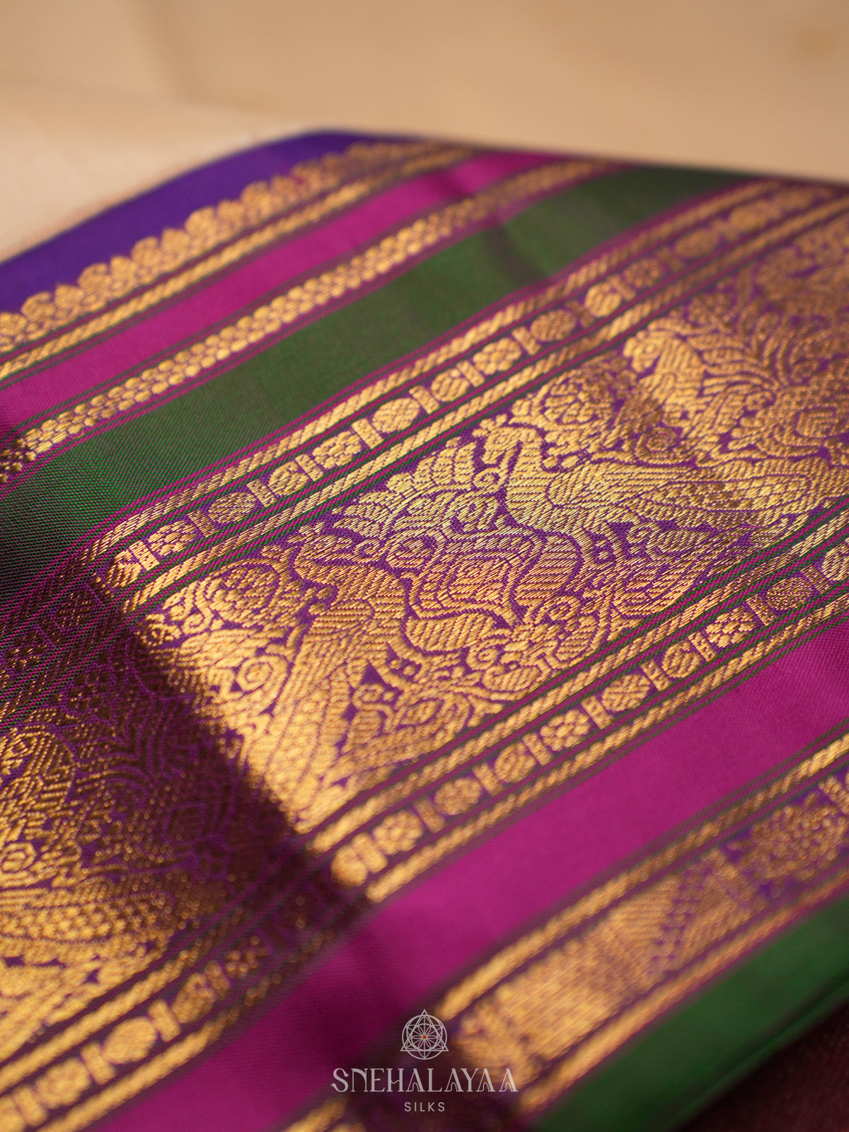 Cream Kanjivaram Silk Saree
