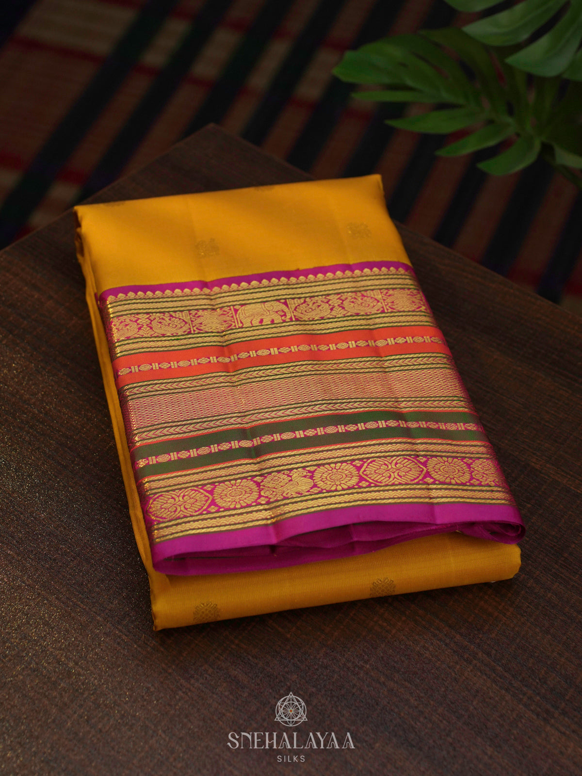 Mustard Yellow Kanjivaram Silk Saree