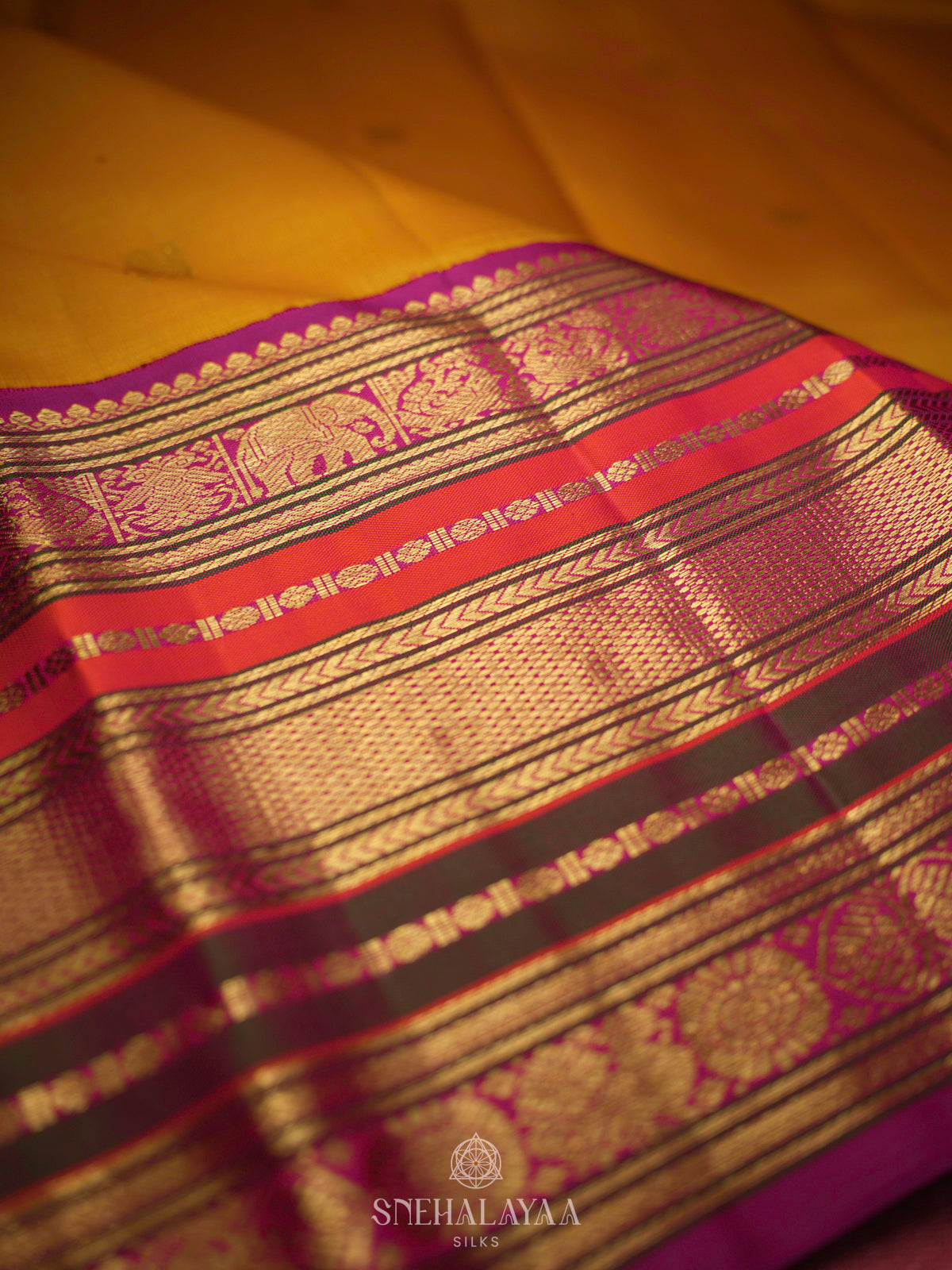 Mustard Yellow Kanjivaram Silk Saree
