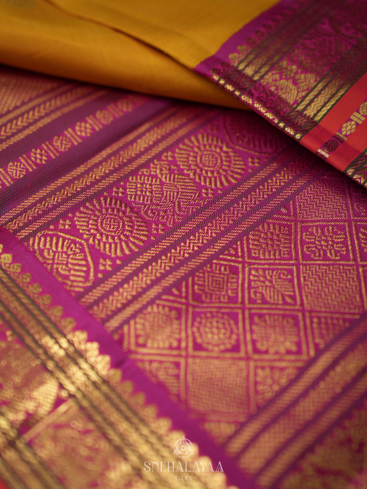 Mustard Yellow Kanjivaram Silk Saree