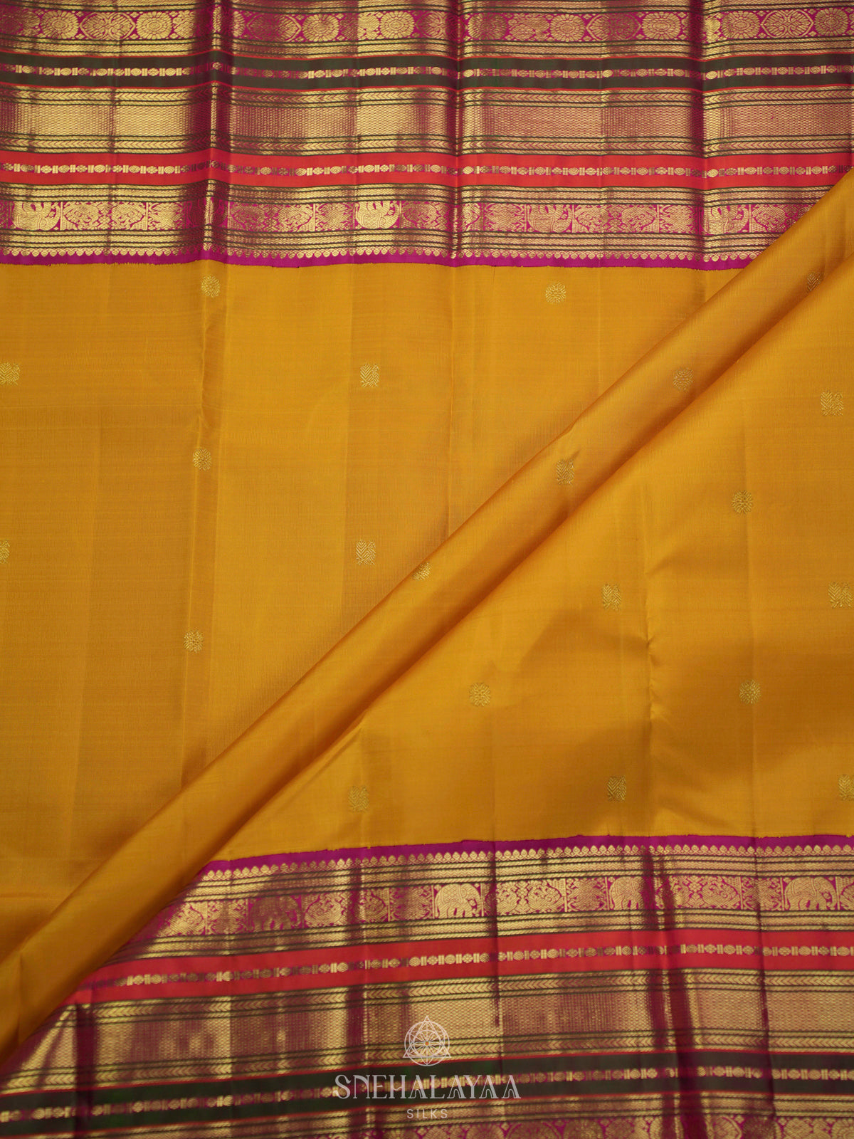 Mustard Yellow Kanjivaram Silk Saree