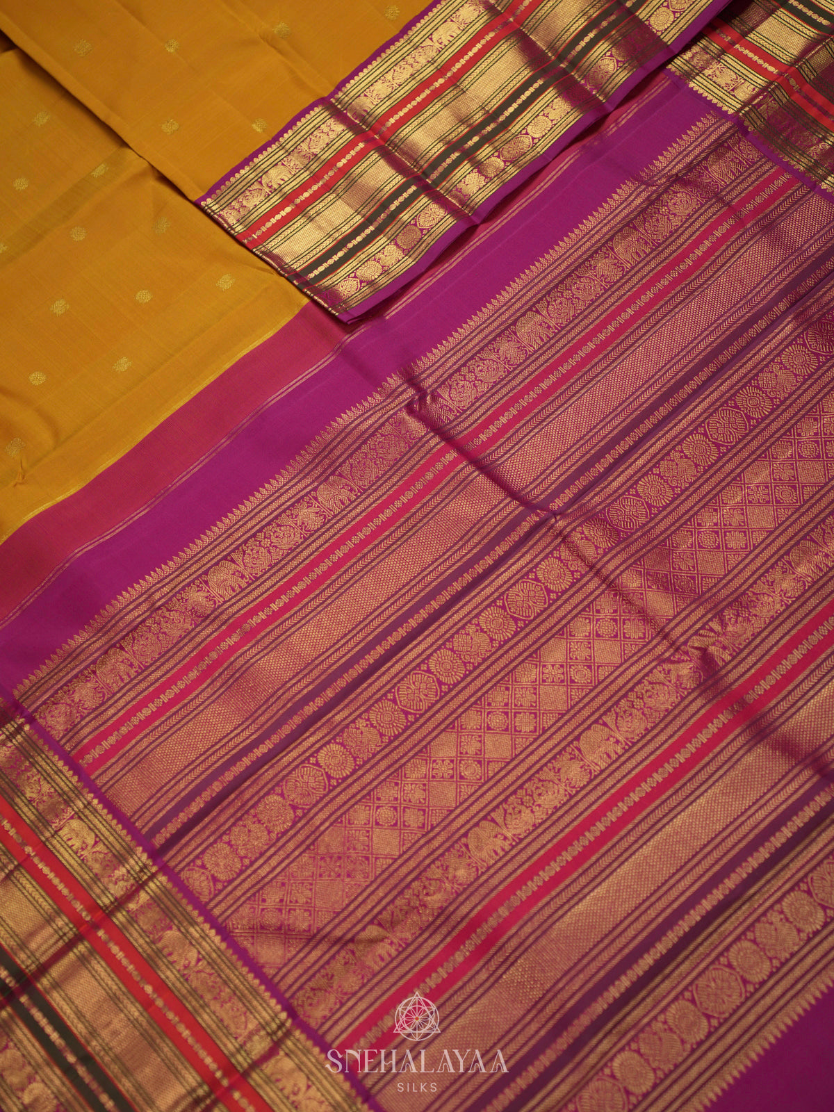 Mustard Yellow Kanjivaram Silk Saree