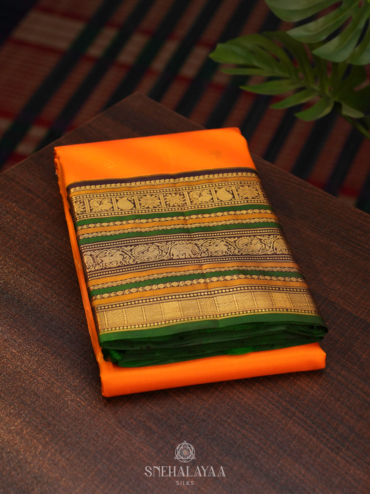 Orange Kanjivaram Silk Saree
