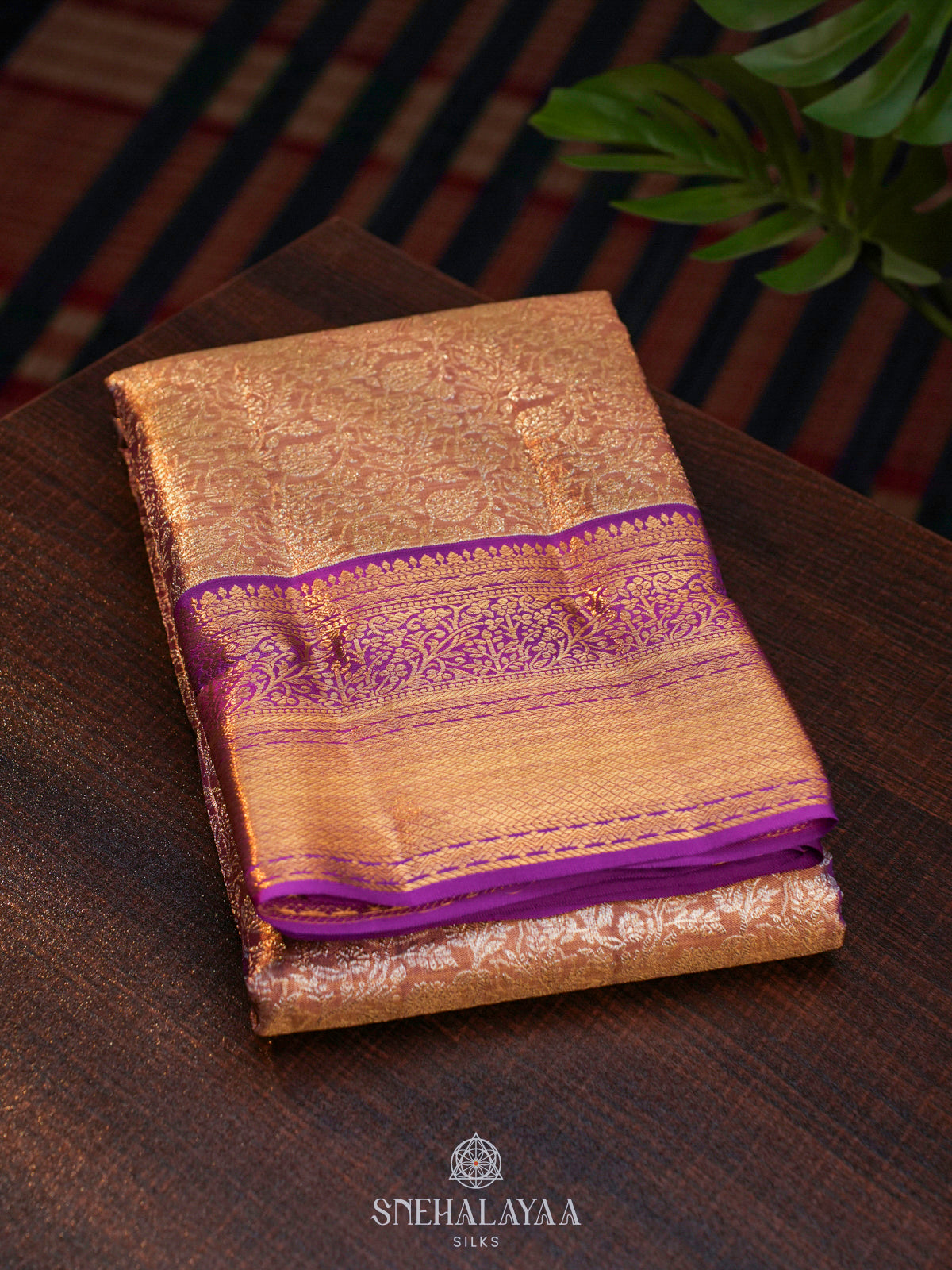 Golden Kanjivaram Silk Saree