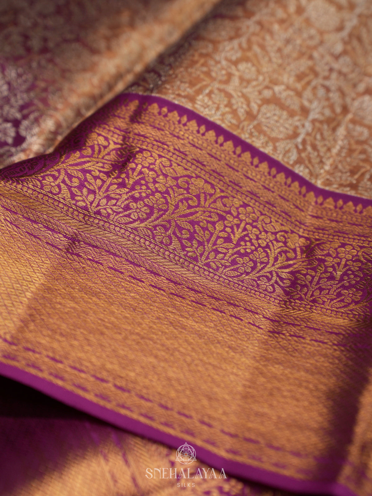 Golden Kanjivaram Silk Saree