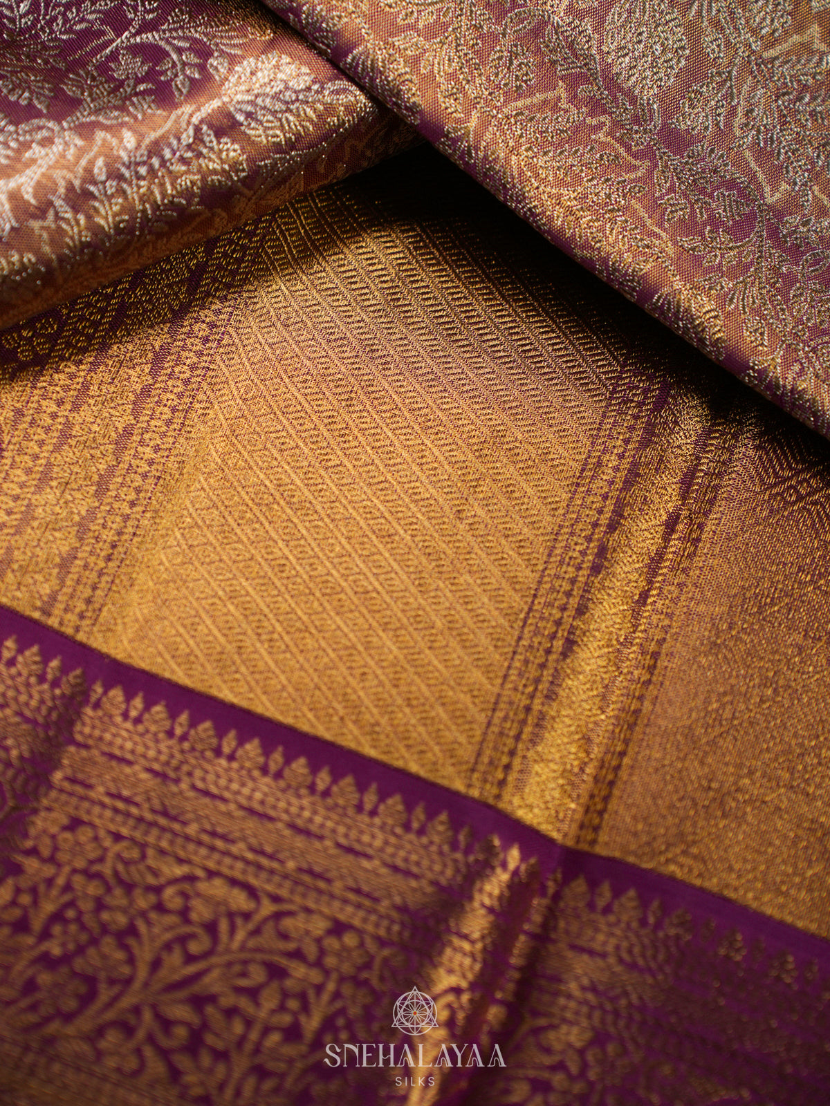 Golden Kanjivaram Silk Saree