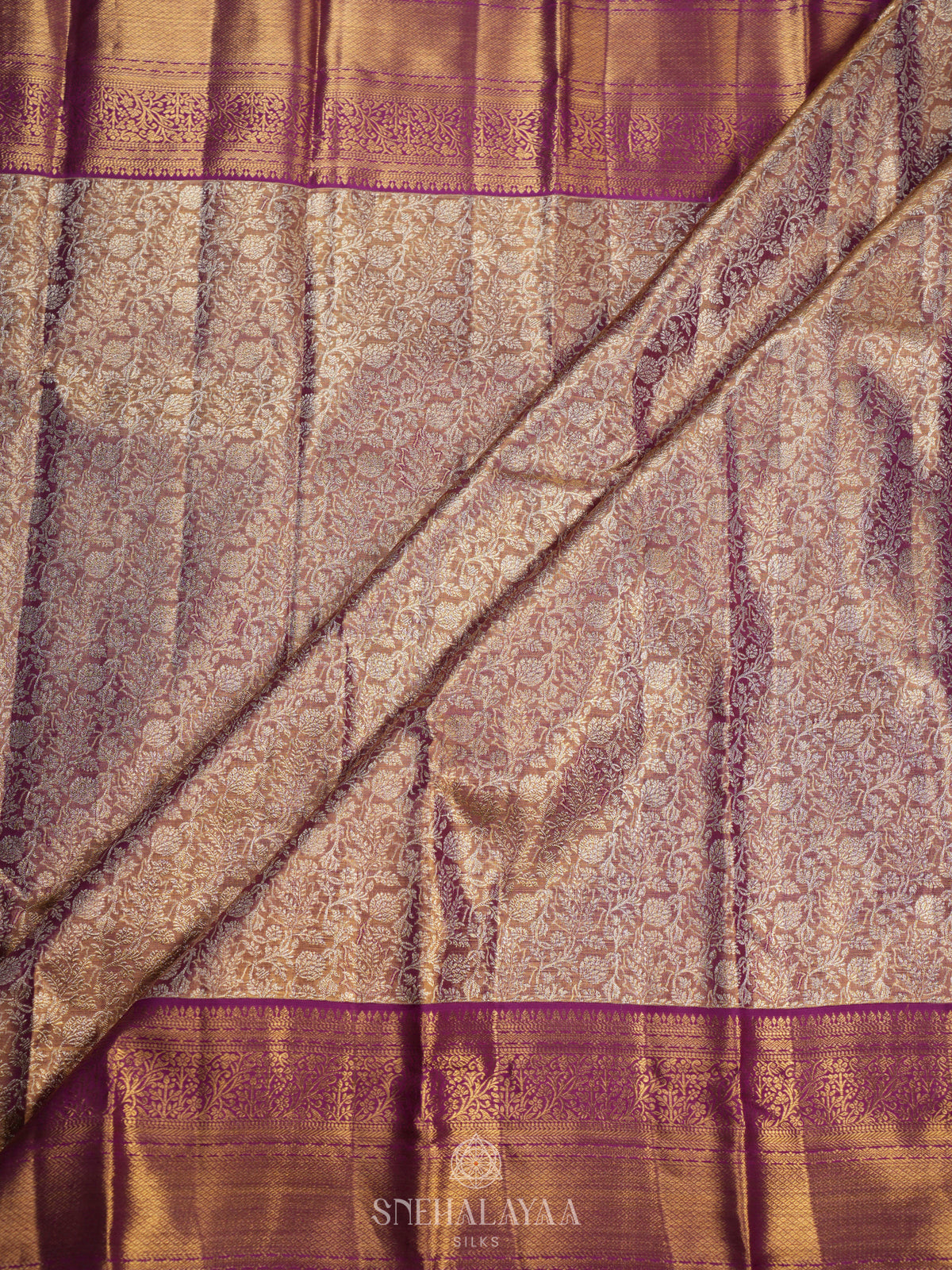 Golden Kanjivaram Silk Saree