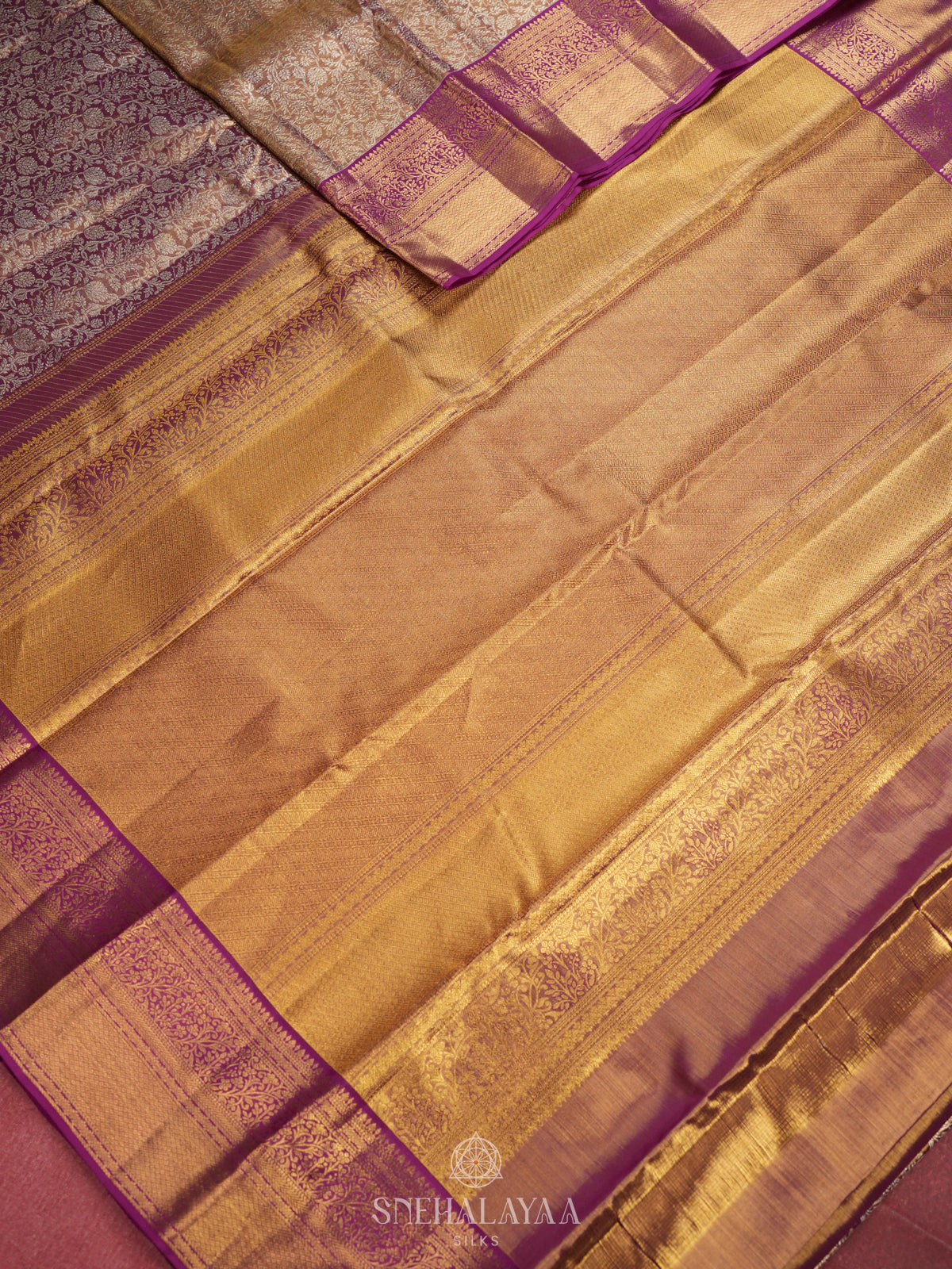 Golden Kanjivaram Silk Saree