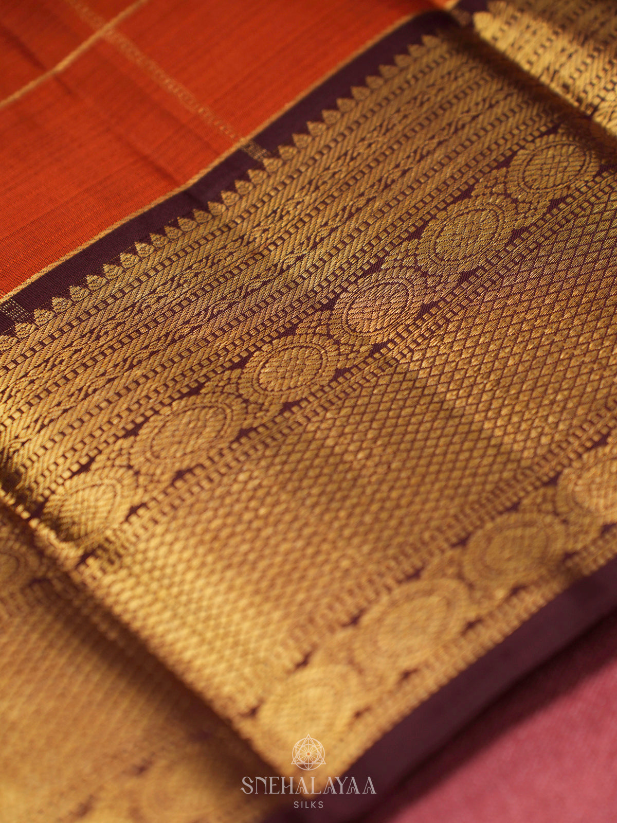 Orange Kanjivaram Silk Saree