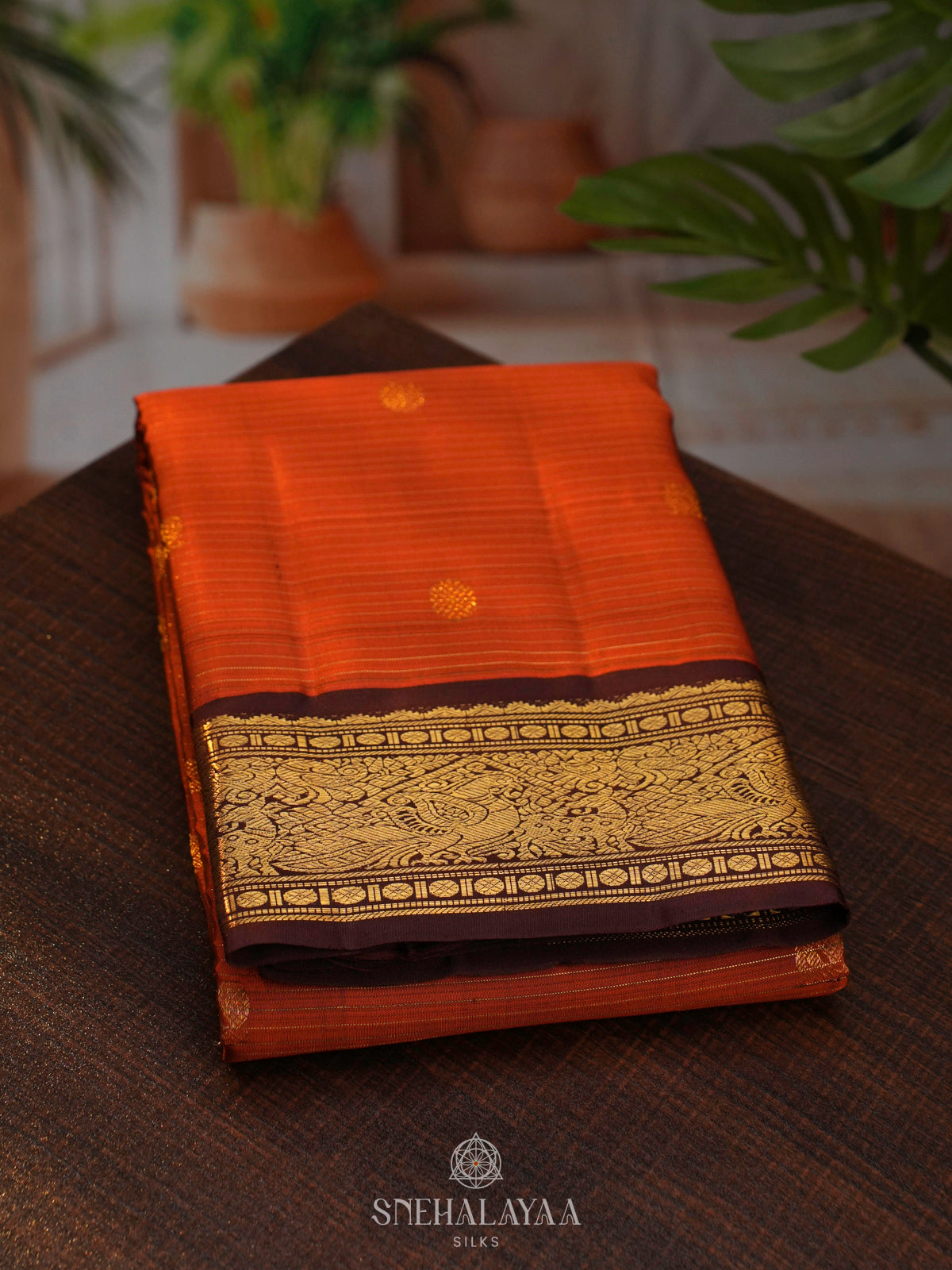 Orange Kanjivaram Silk Saree