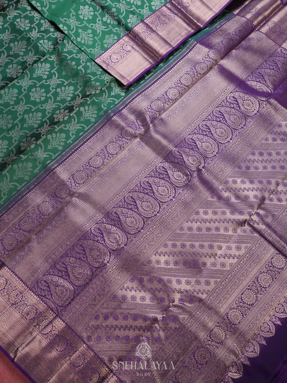 Forest Green Kanjivaram Silk Saree