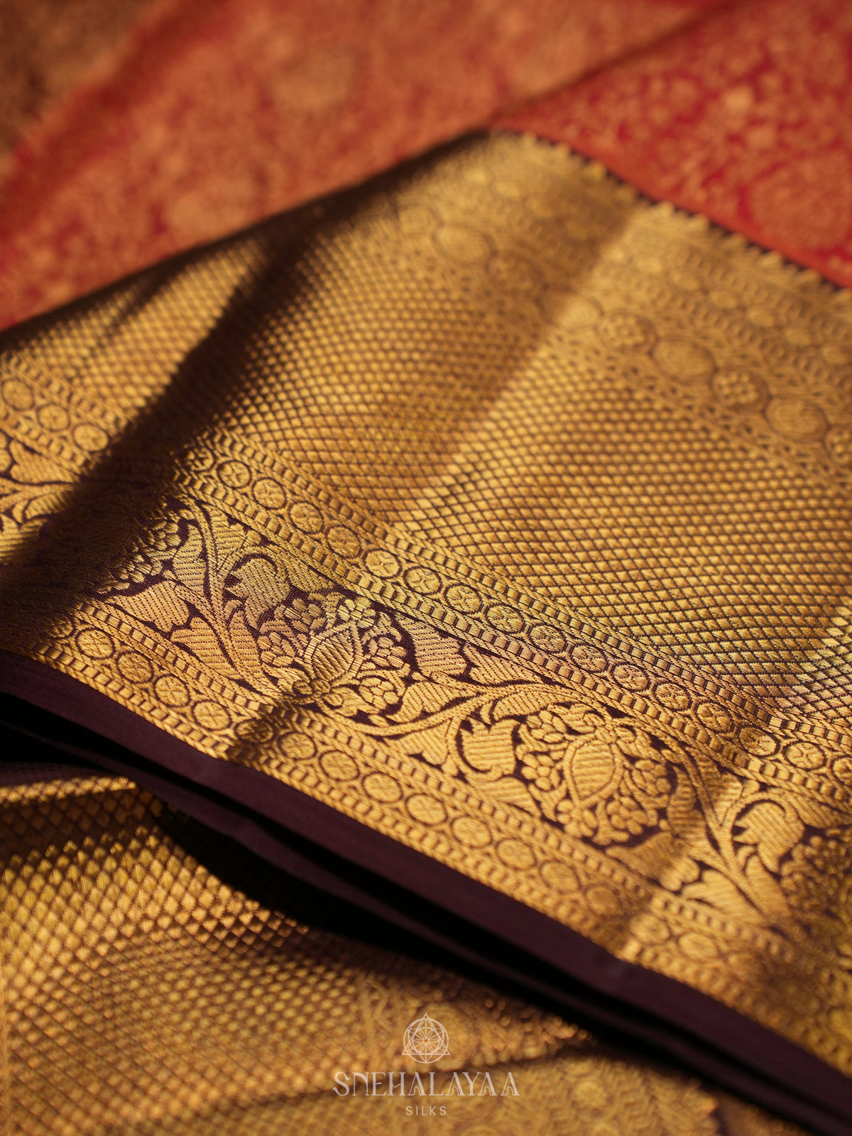 Rust Orange Kanjivaram Silk Saree