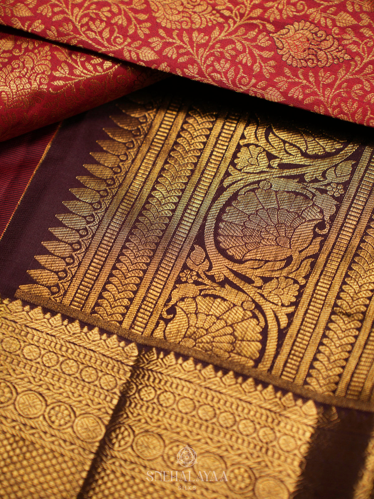 Rust Orange Kanjivaram Silk Saree
