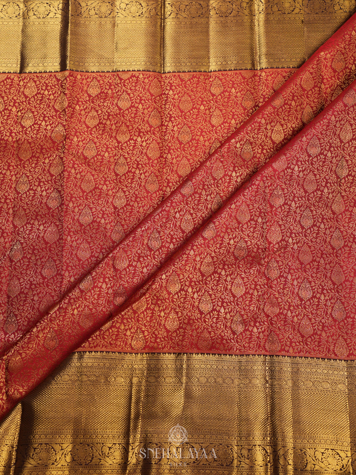 Rust Orange Kanjivaram Silk Saree