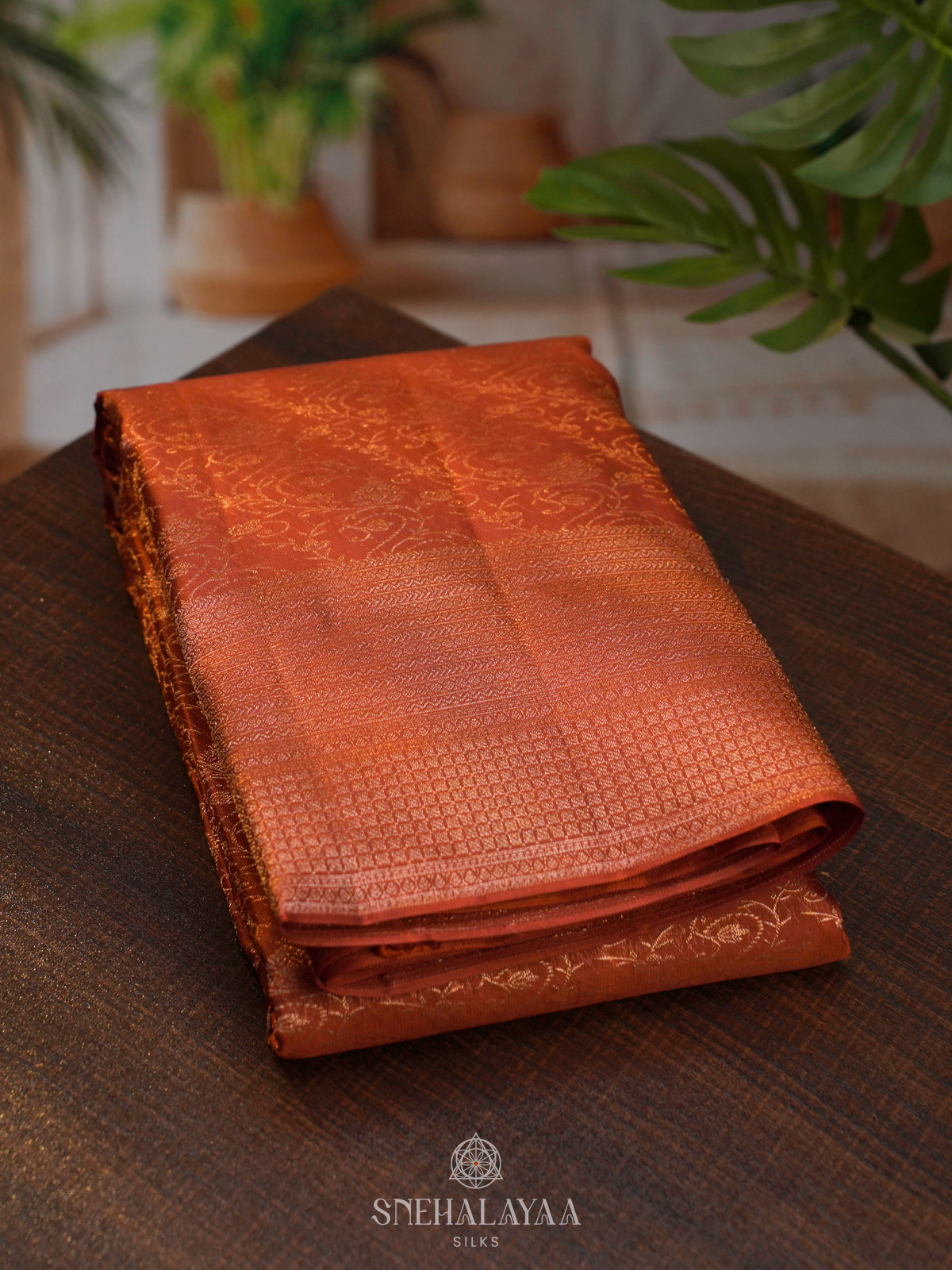 Metallic Brown Kanjivaram Silk Saree