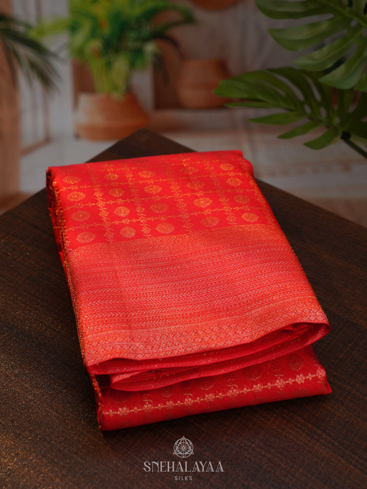 Rust Orange Kanjivaram Silk Saree