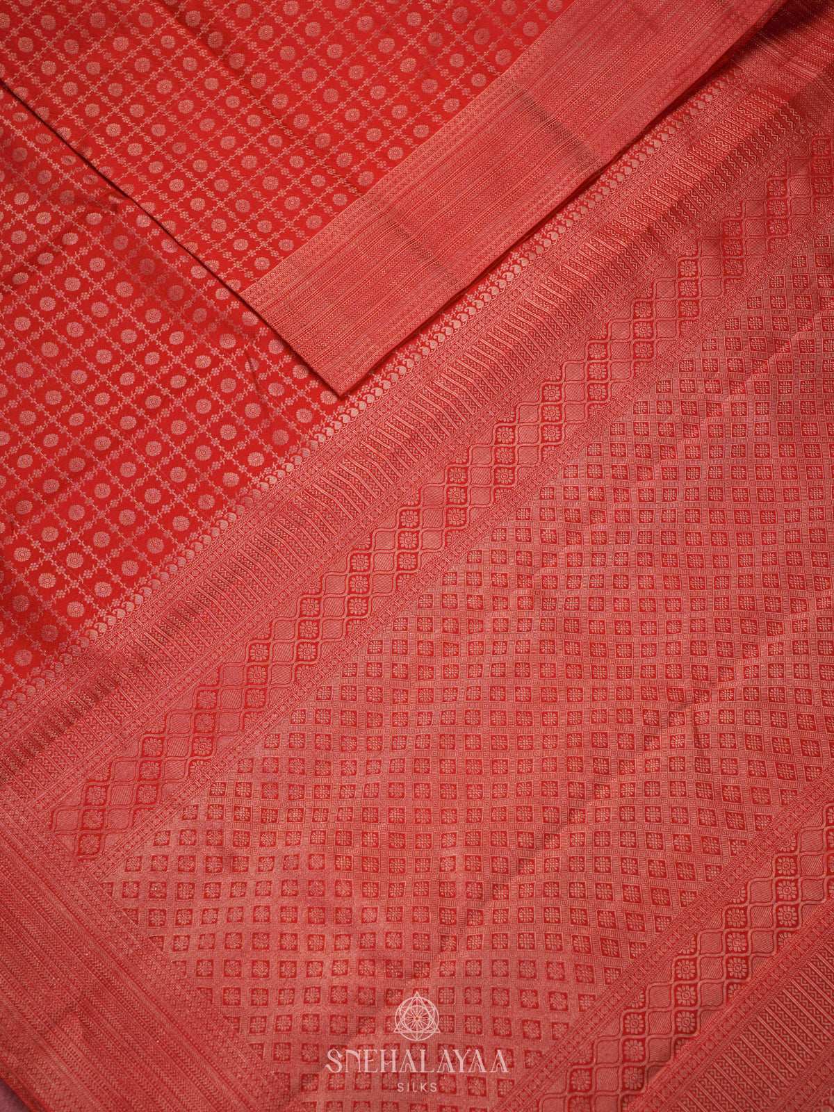 Rust Orange Kanjivaram Silk Saree