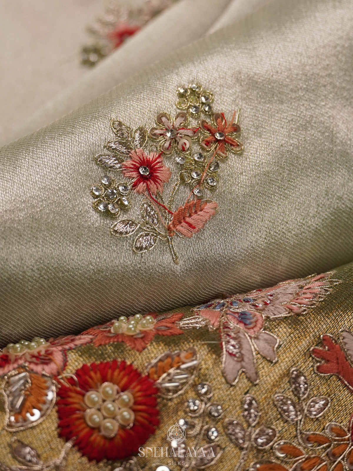 Pale Green Designer Saree