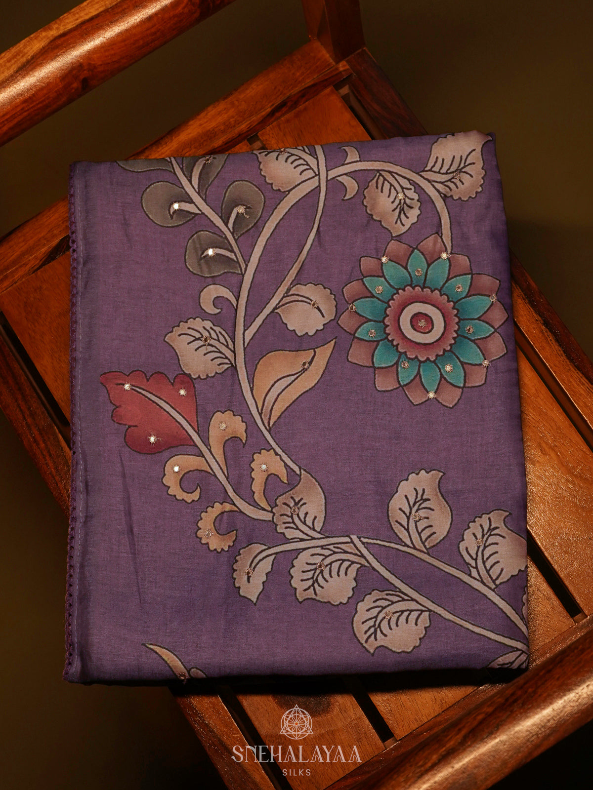 Purple Floral Tussar Saree