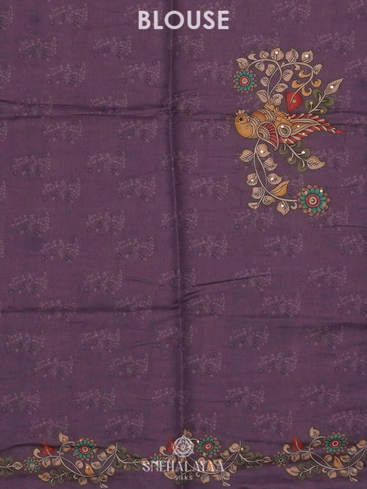 Purple Floral Tussar Saree