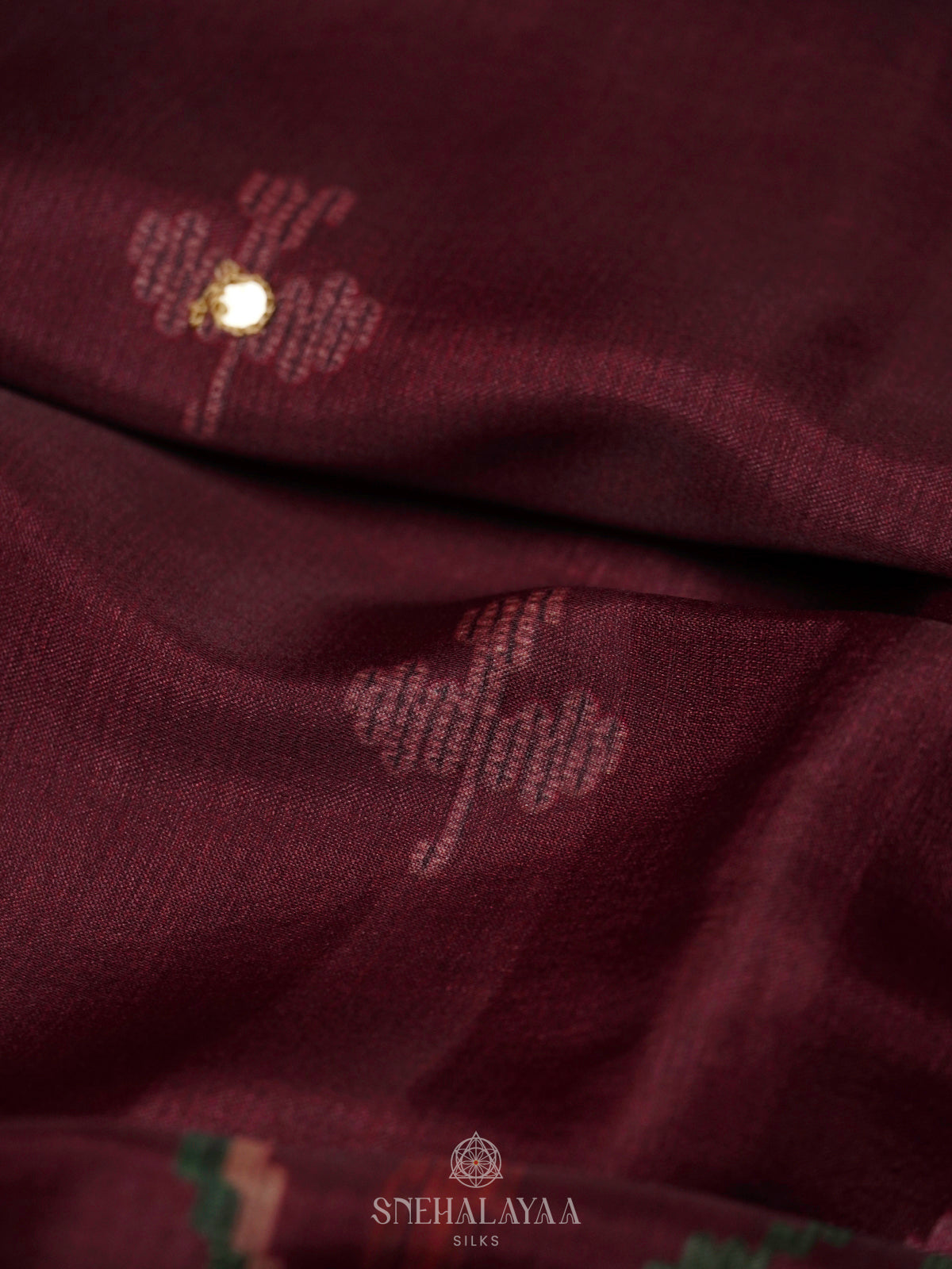 Maroon Floral Tussar Saree