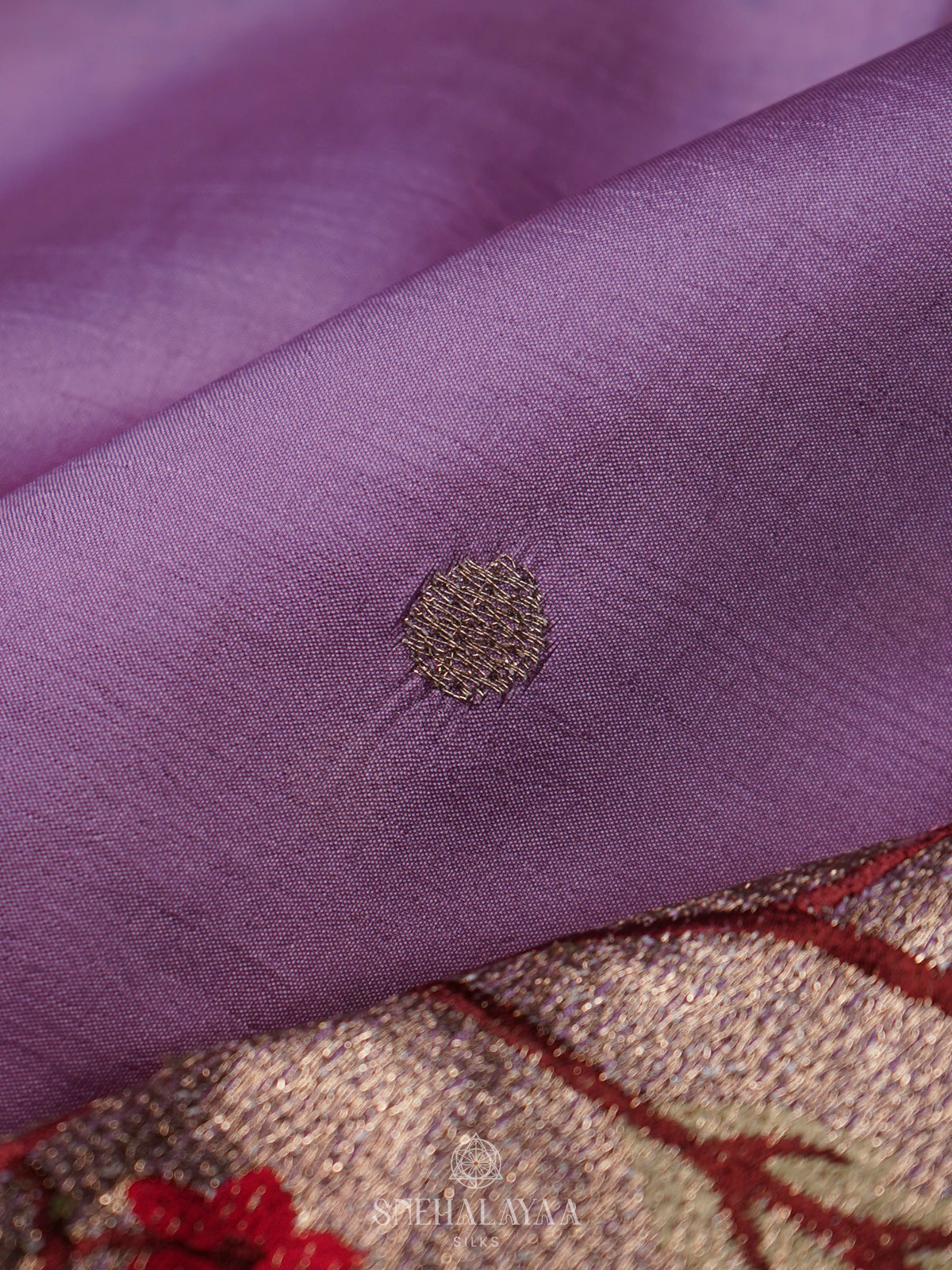 Lavender Raw Silk Embroidery Saree