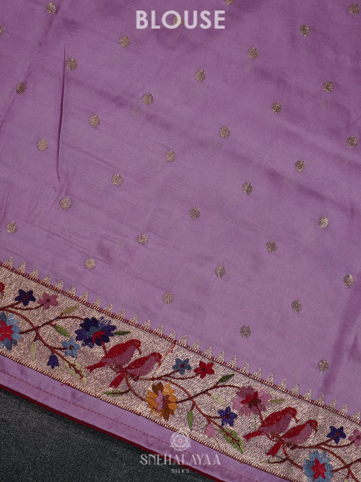 Lavender Raw Silk Embroidery Saree