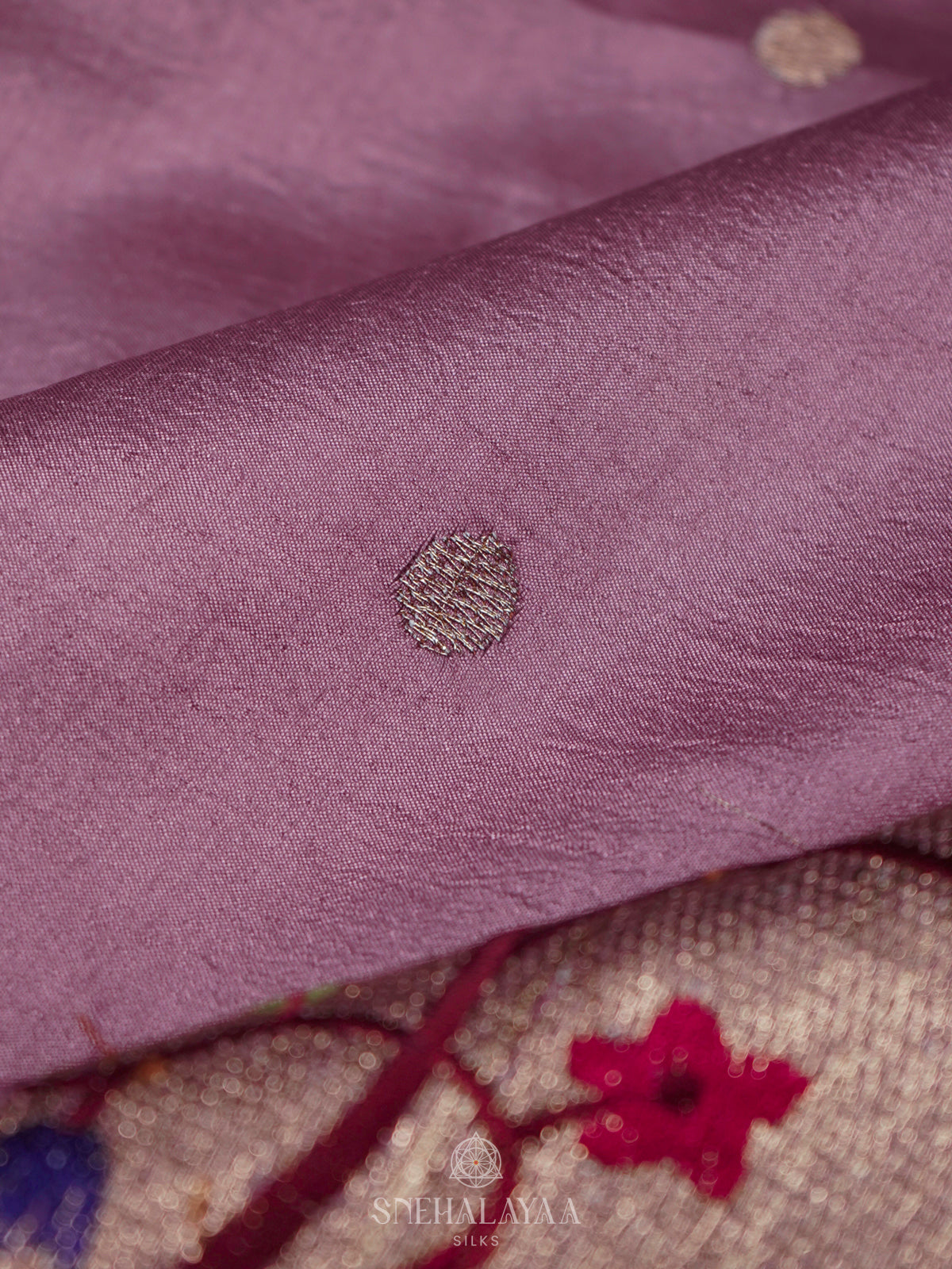 Pale Pink Raw Silk Embroidery Saree