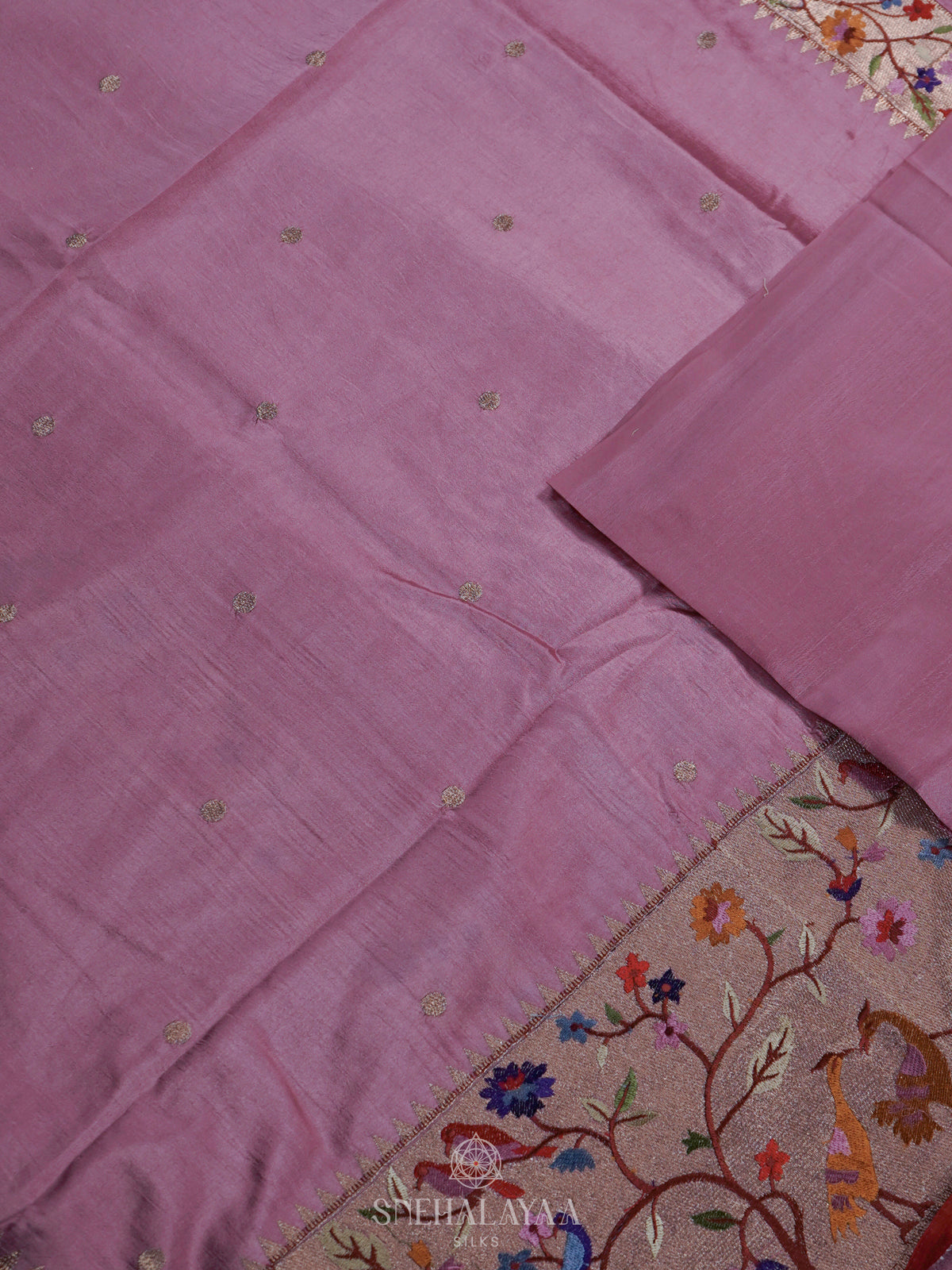 Pale Pink Raw Silk Embroidery Saree