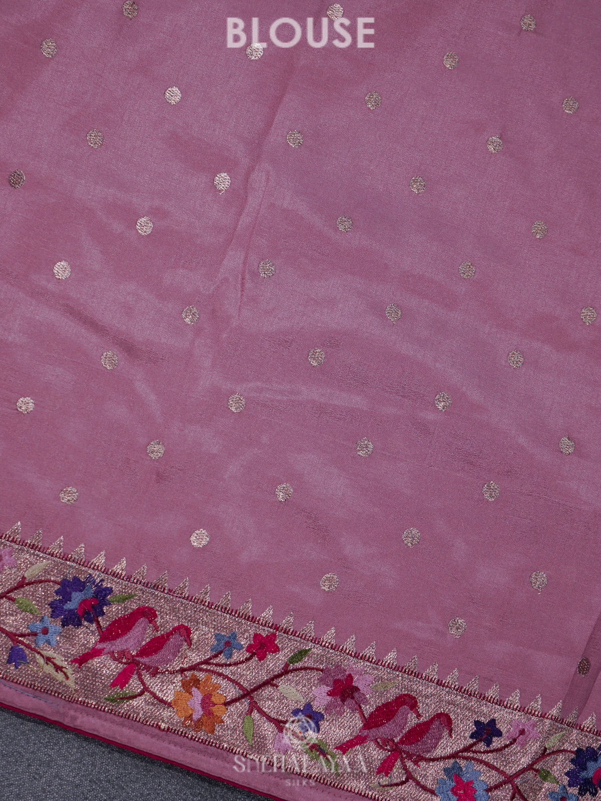 Pale Pink Raw Silk Embroidery Saree