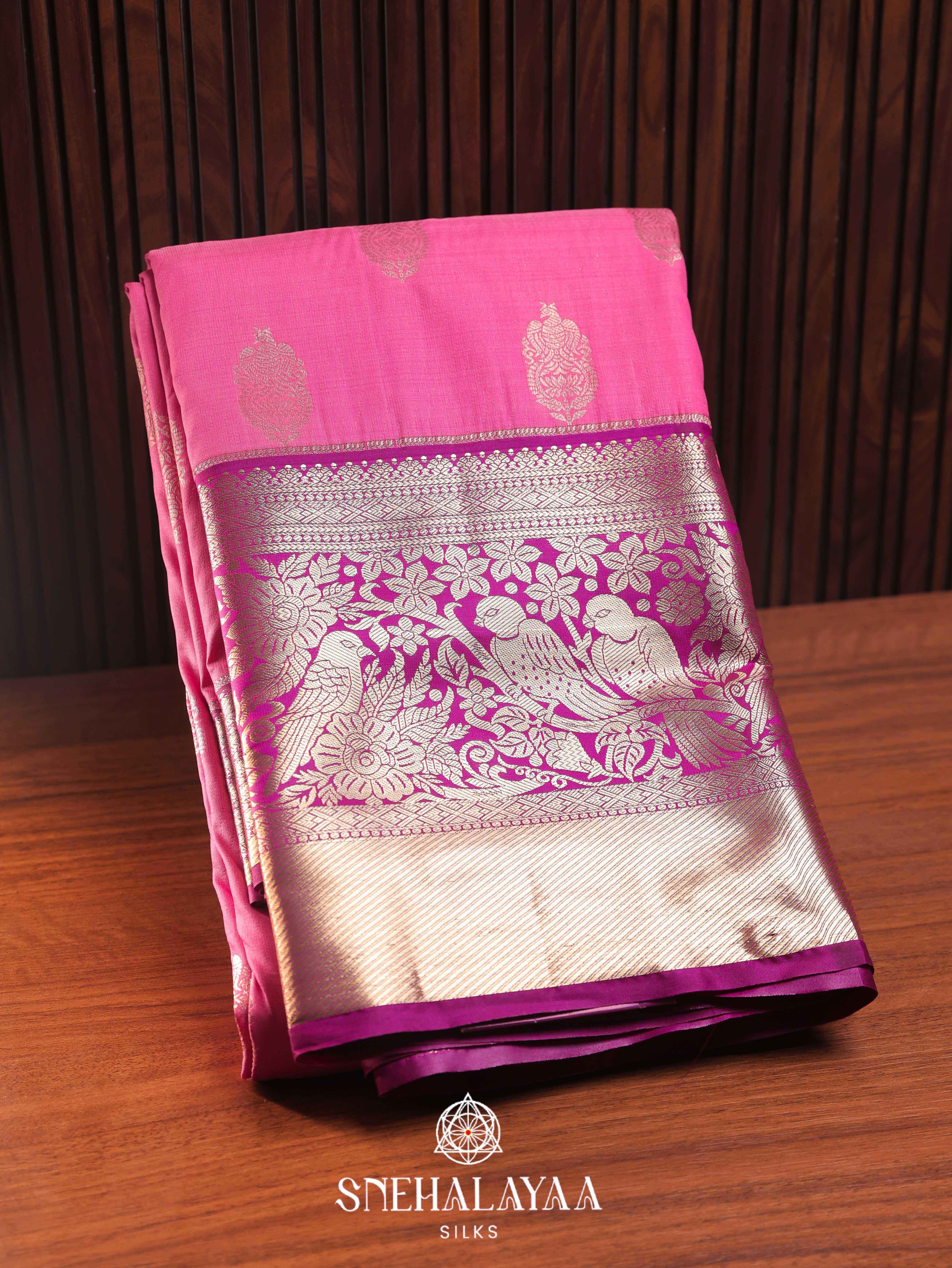 Pink Art Silk Saree