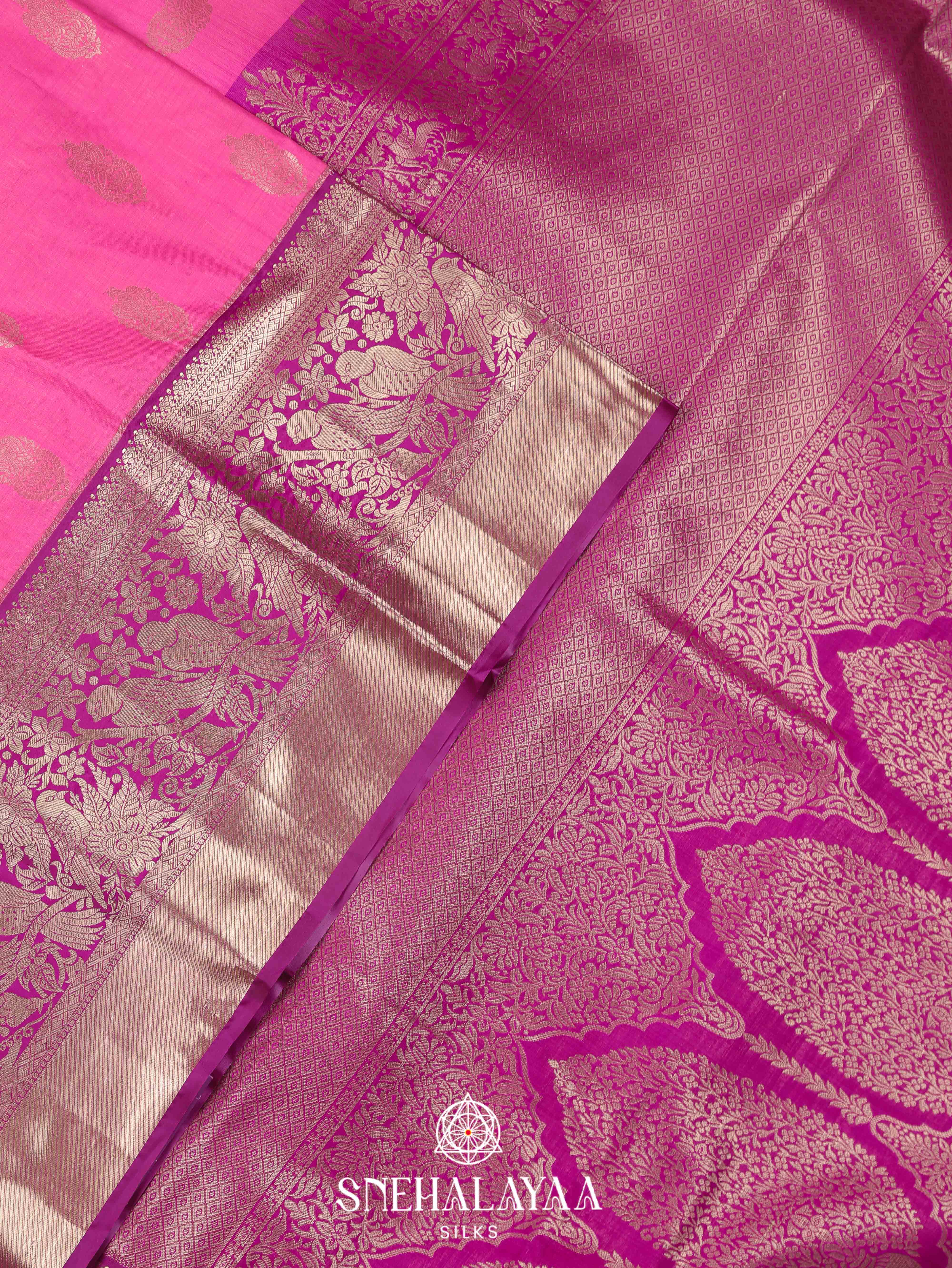 Pink Art Silk Saree