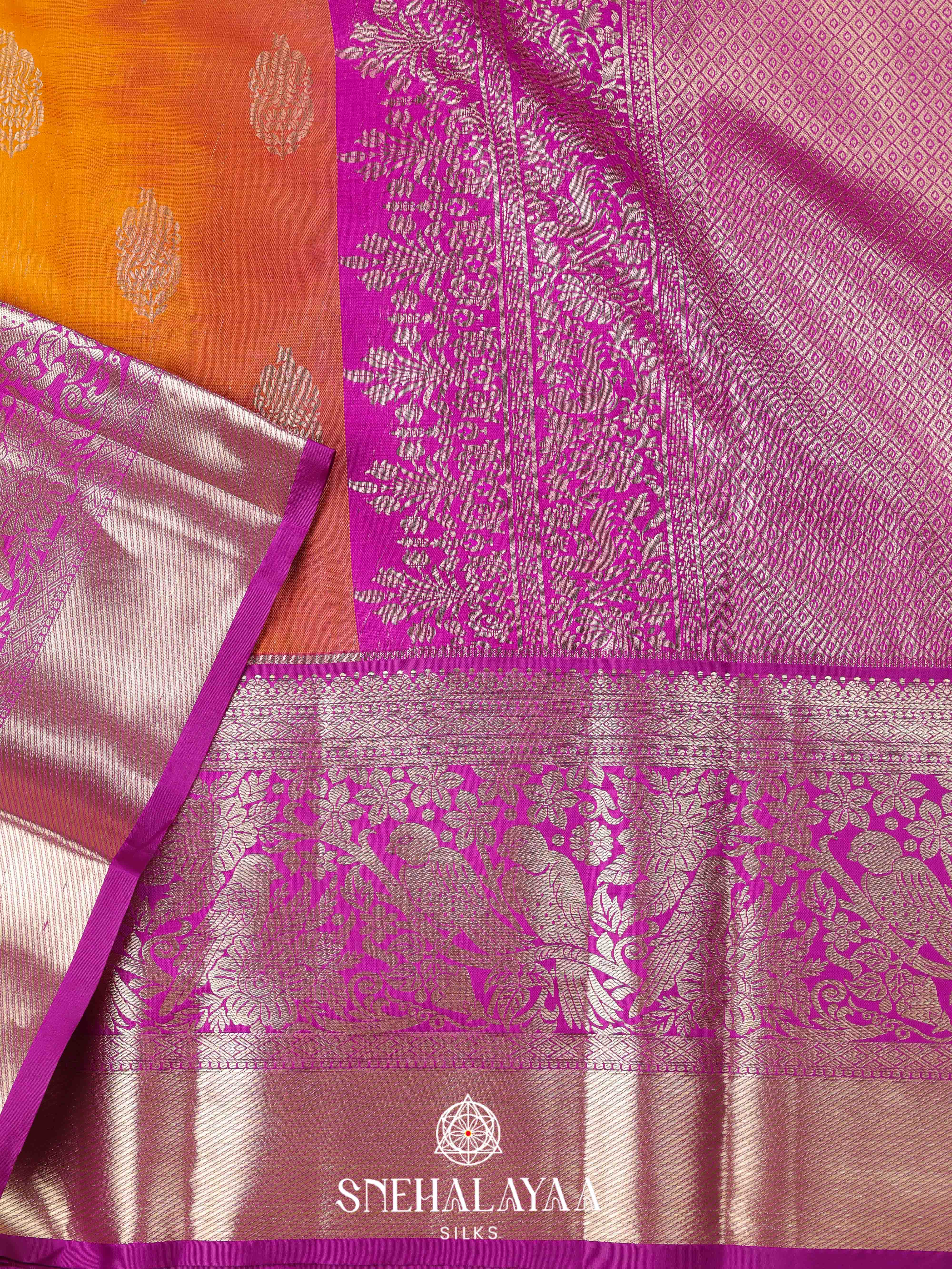 Mango Yellow Art Silk Saree