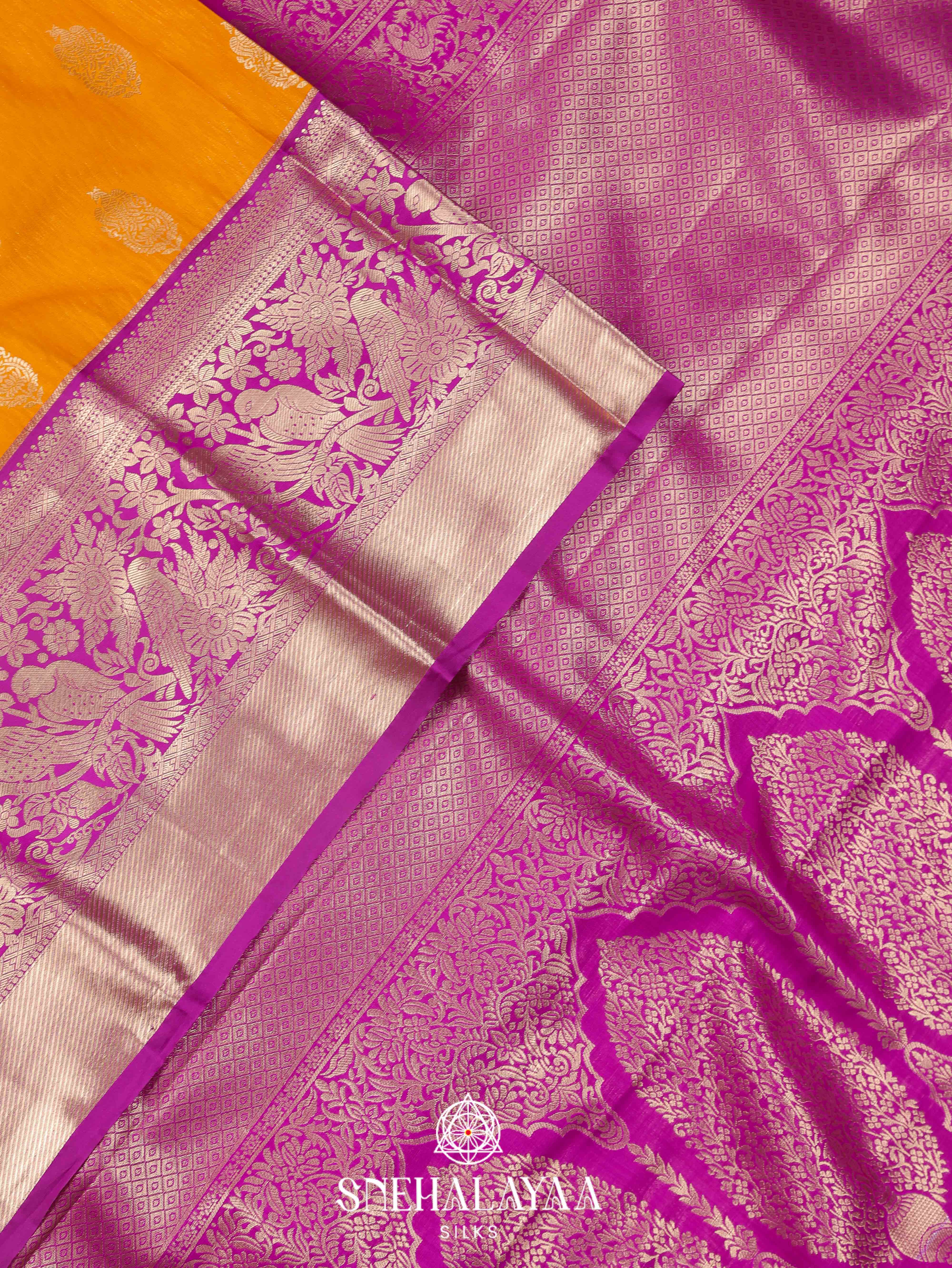 Mango Yellow Art Silk Saree